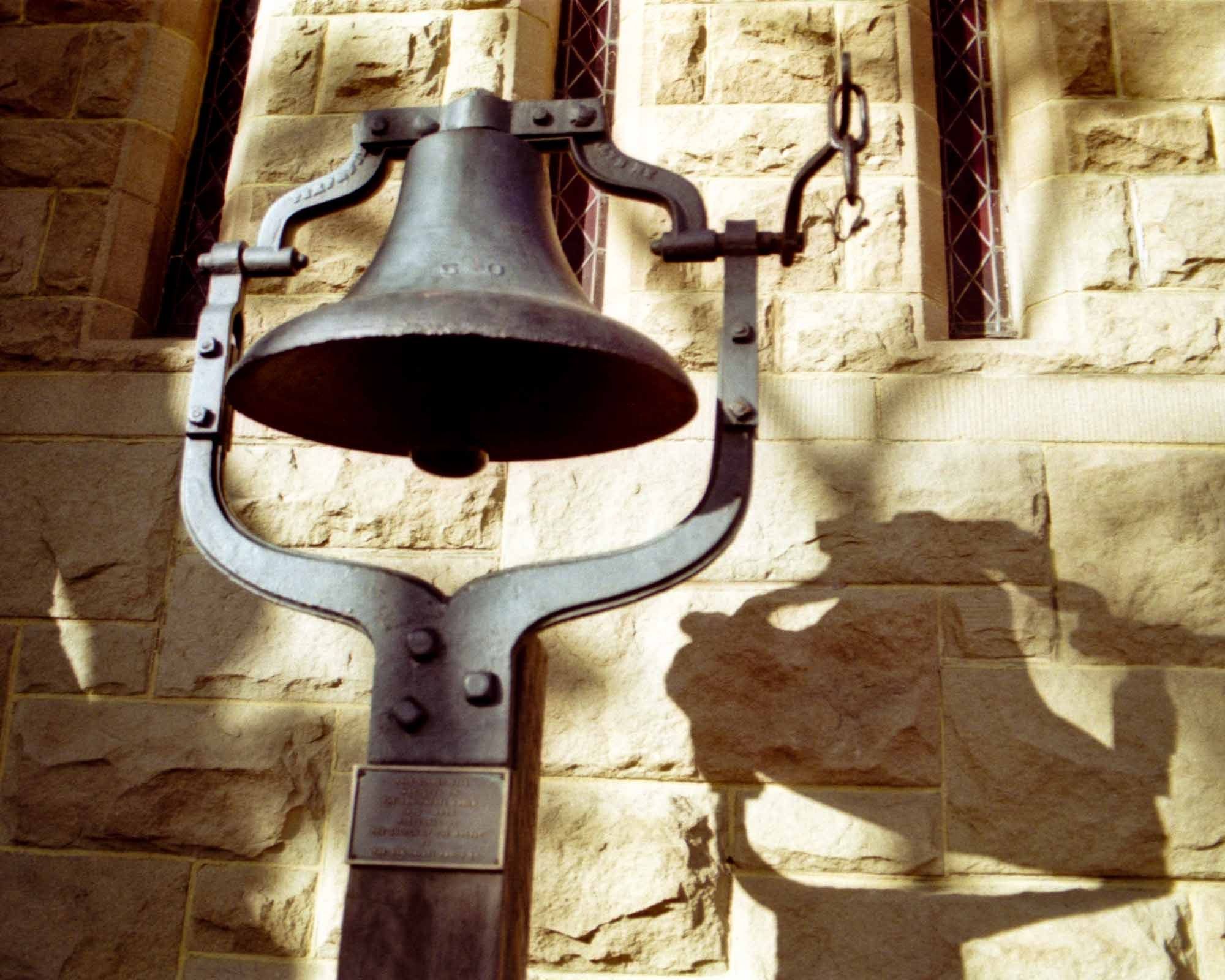 Church bell. Church of The Angels Episcopal-Anglican Church in Pasadena, California, shot on film.