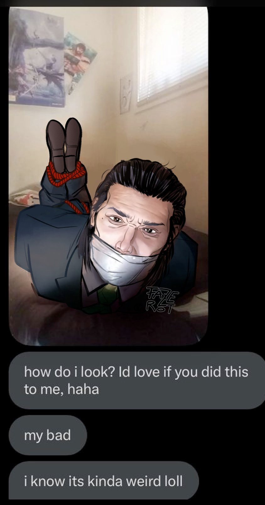 Daigo Dojima has a weird affinity to ending up tied up. Somehow.
Meme / Art by yours truly