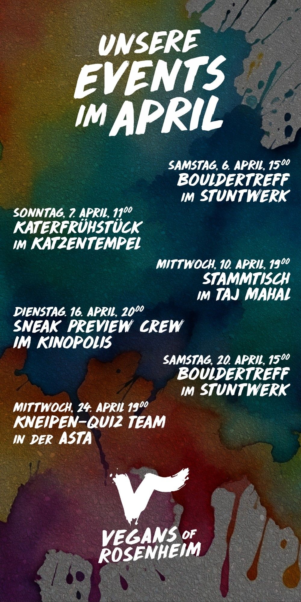 Bild mit den Events im April