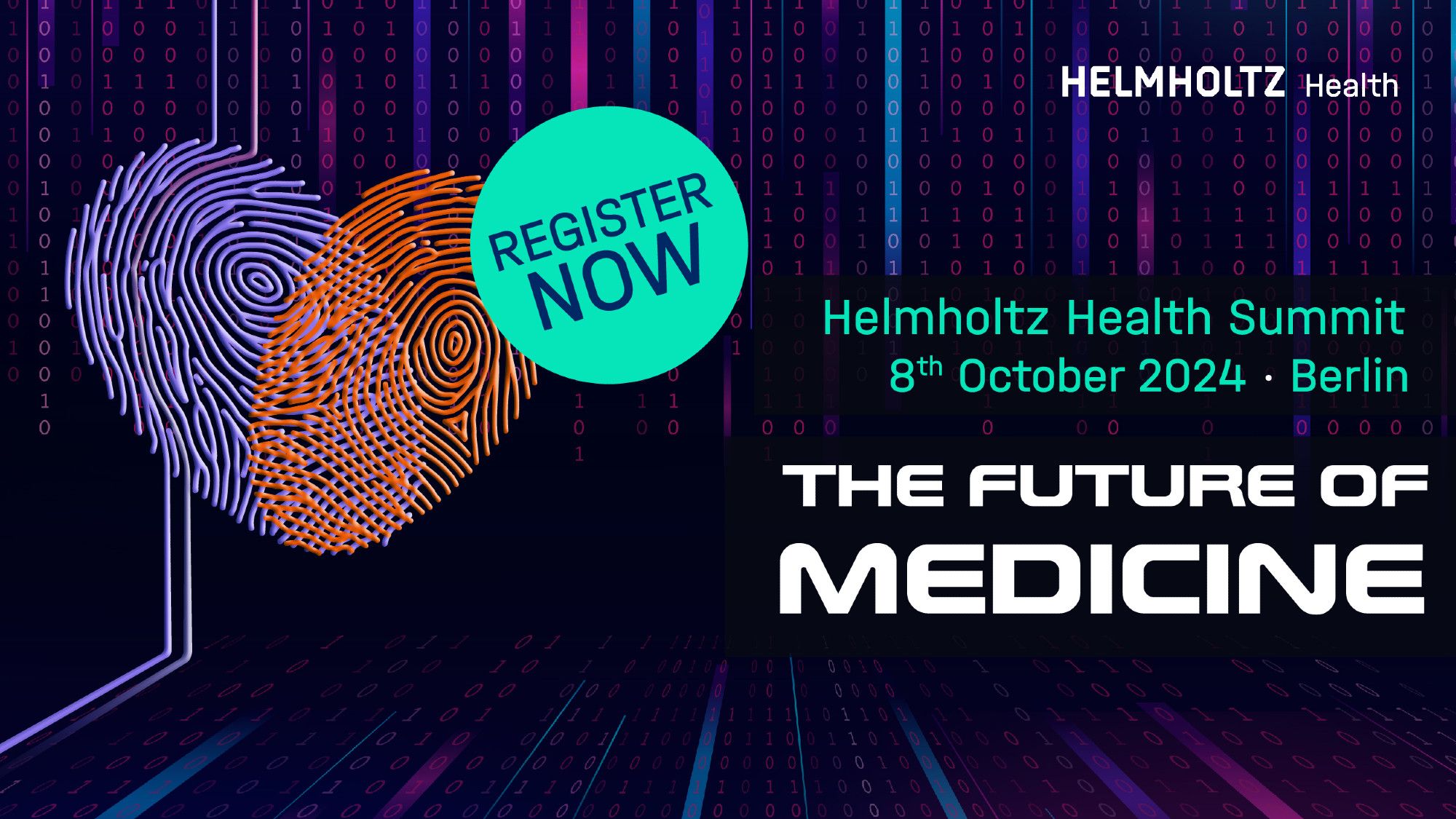 Ankündigung des Helmholtz Health Summits am 8. Oktober in Berlin zum Thema "The Future of Medicine".