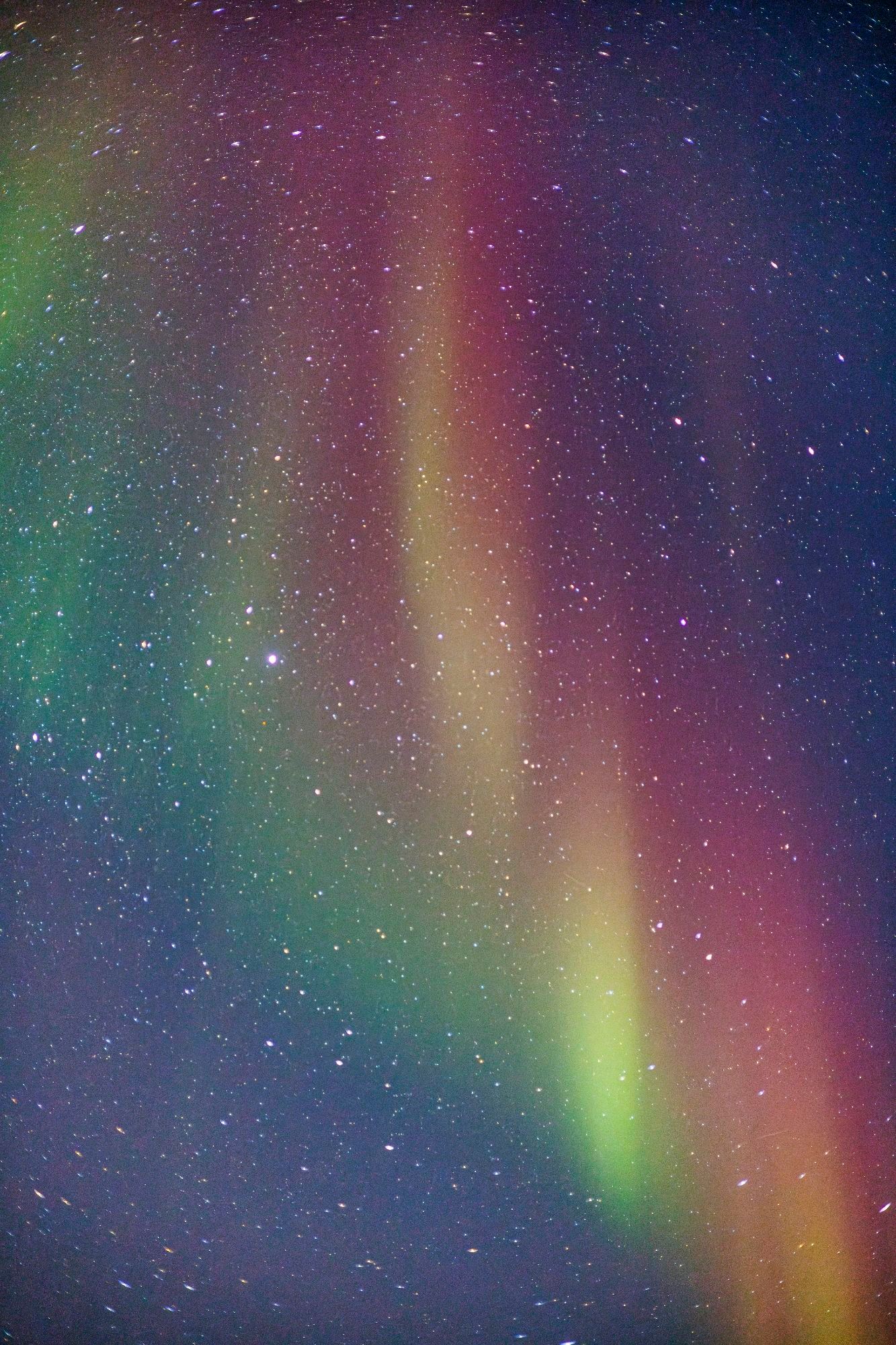 Red and green aurora