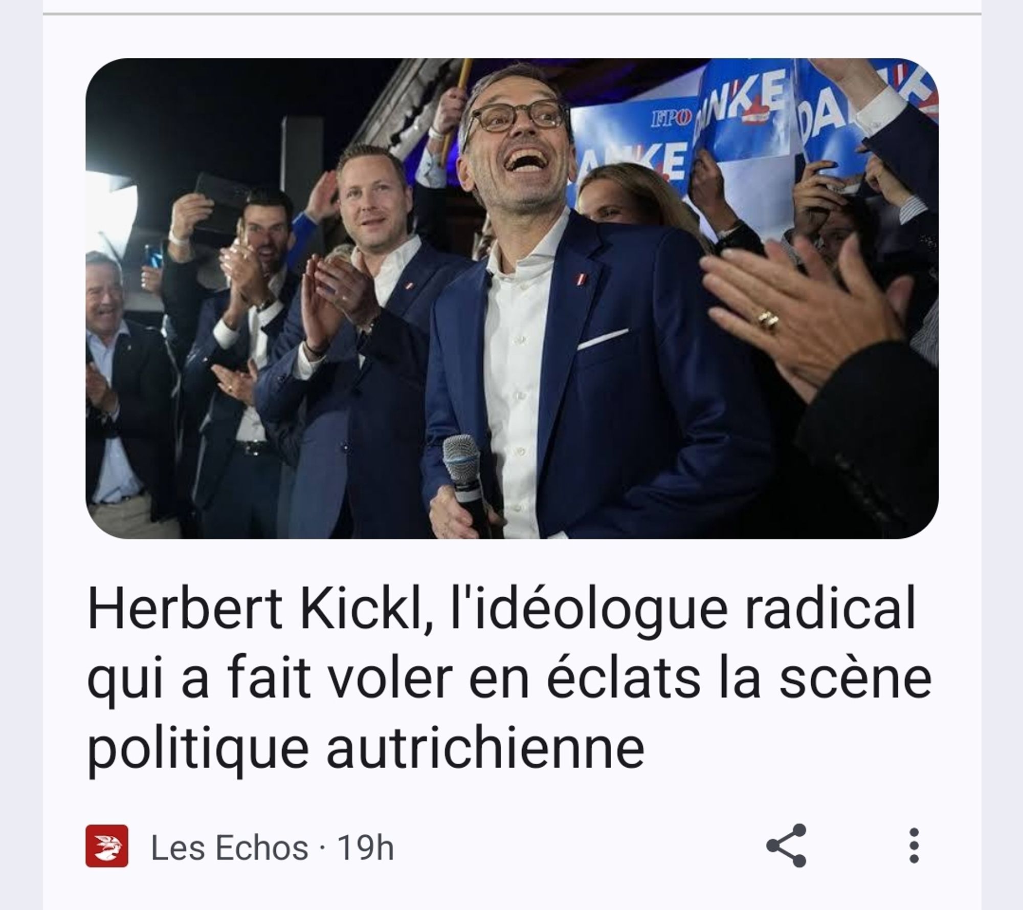 Les echos 
30 septembre 
Portrait
Herbert Kickl, l'idéologue radical qui a fait voler en éclats la scène politique autrichienne
Adepte des outrances verbales, le dirigeant de 55 ans a hissé l'extrême droite à un niveau sans précédent en Autriche. Son profil de moine-soldat rompt complètement avec celui de ses prédécesseurs.