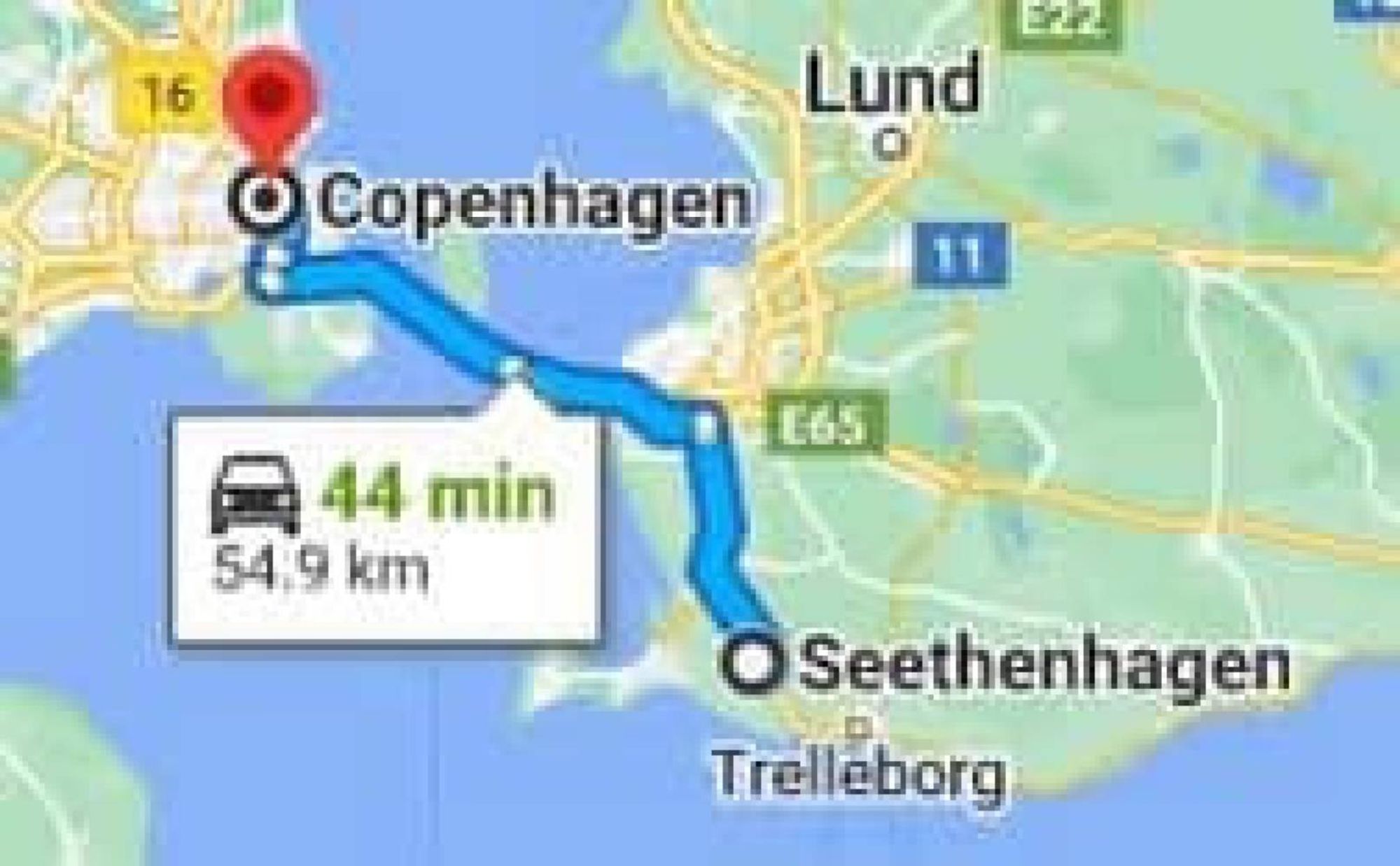 route description for the road from Copenhagen to Seethenhagen