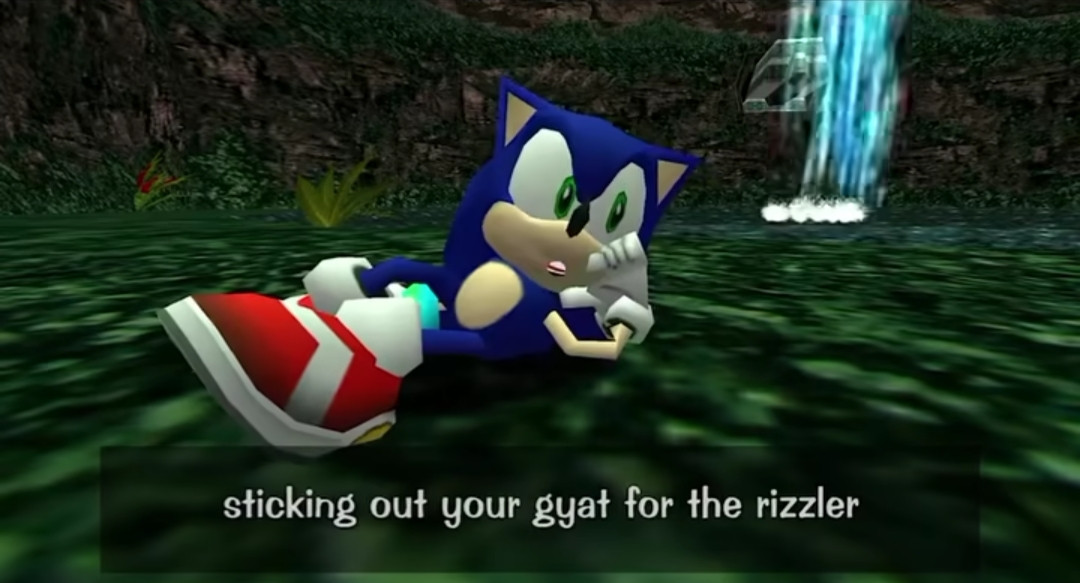 Sonic laying down and singing