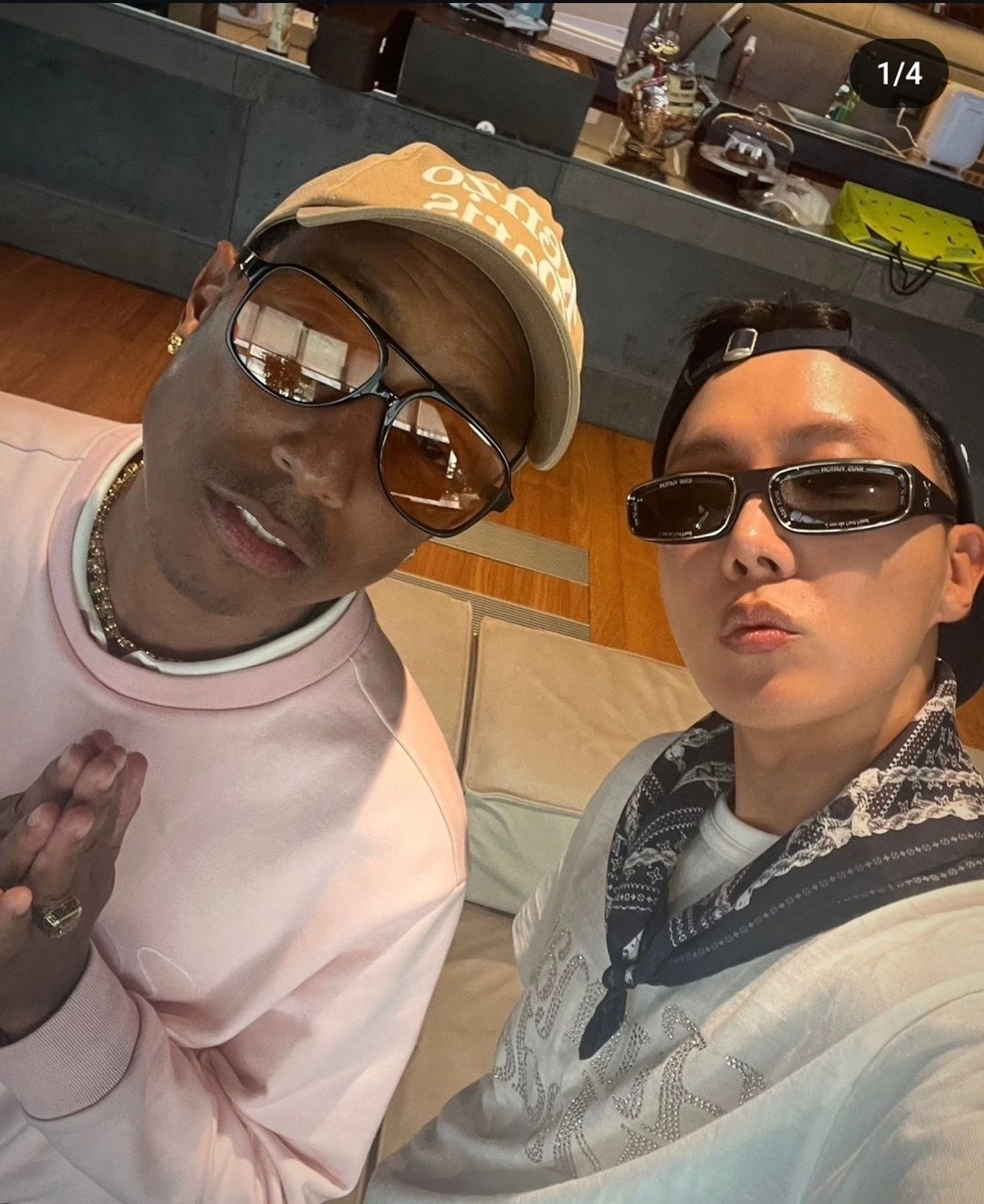 J-Hope IG selca him and Pharell