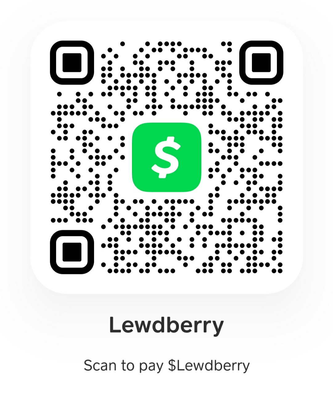 QR code for my CashApp - $Lewdberry
Tips would be really cool! I'd love some help surviving this capitalist hellscape