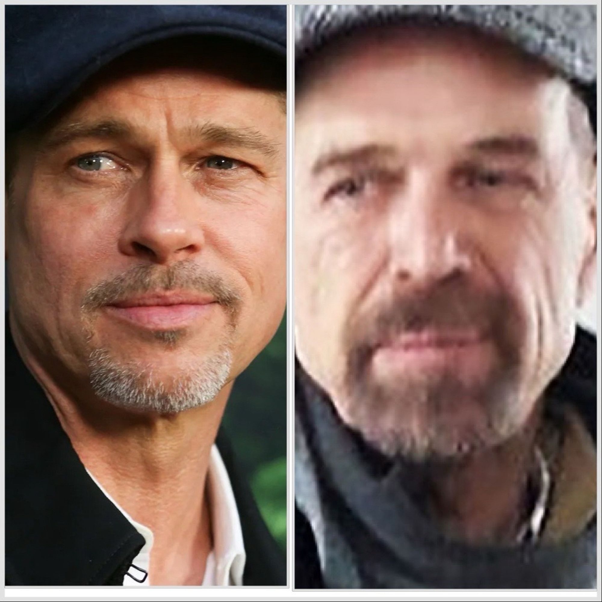 Portraits von Ernst-Volker Staub und Brad Pitt gegenüber gestellt