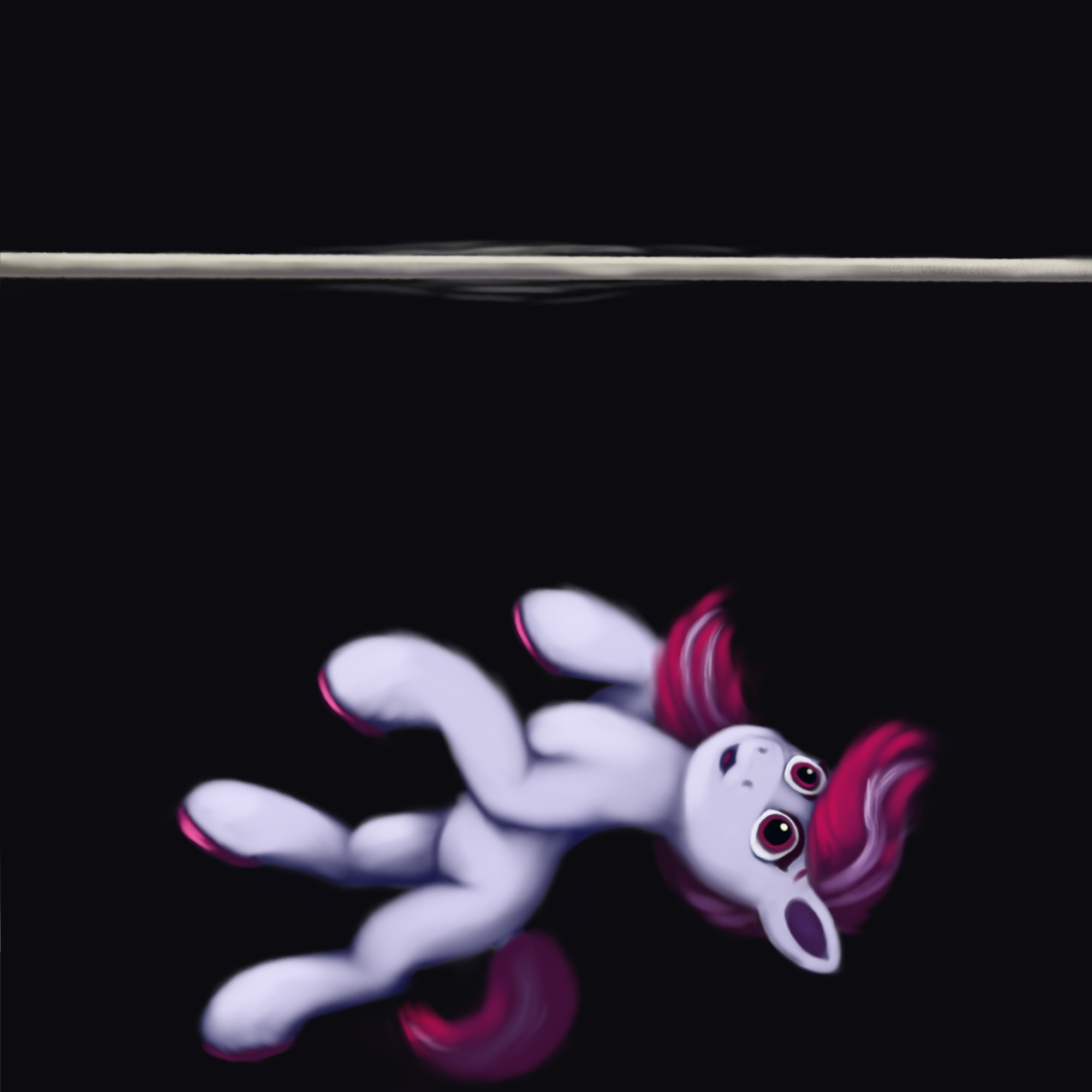 Digital Painting: Sugar Moonlight from mlpg5 has fallen off a tightrope and looks a bit shocked.