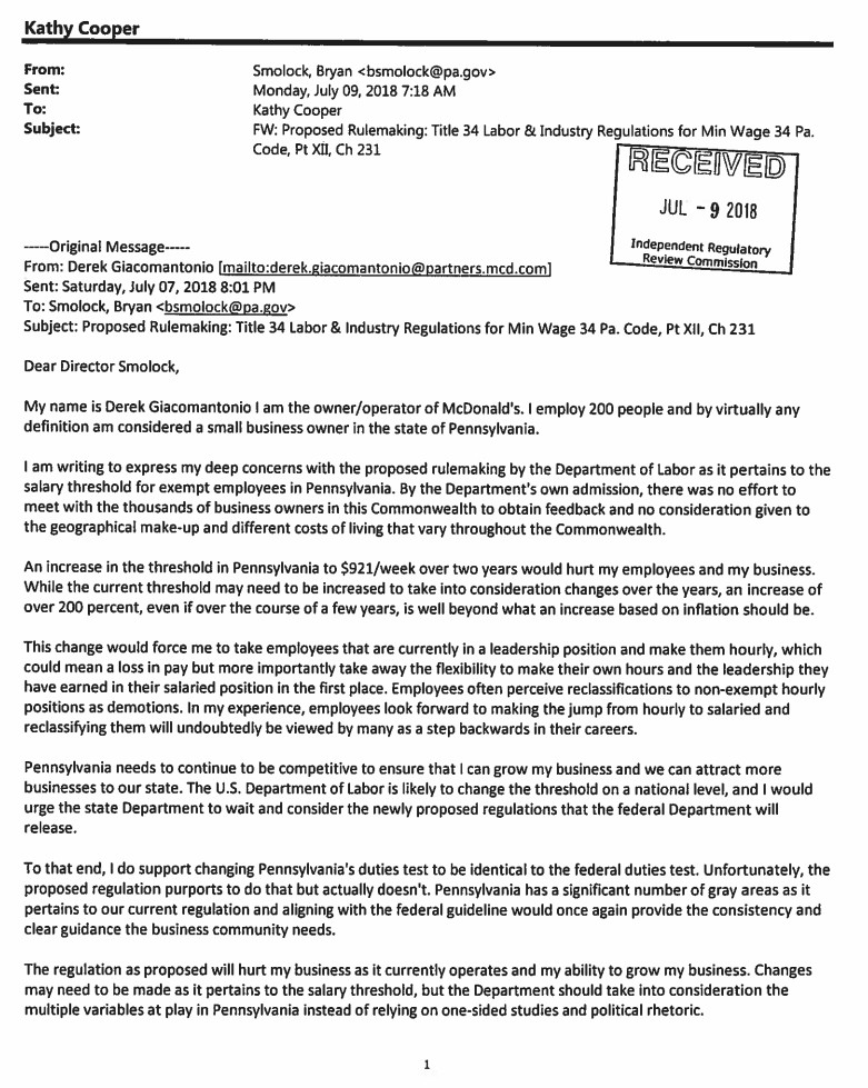 The previously mentioned email showing the owner of this alleged McDonald's empire complaining about having to pay his employees a living wage. 