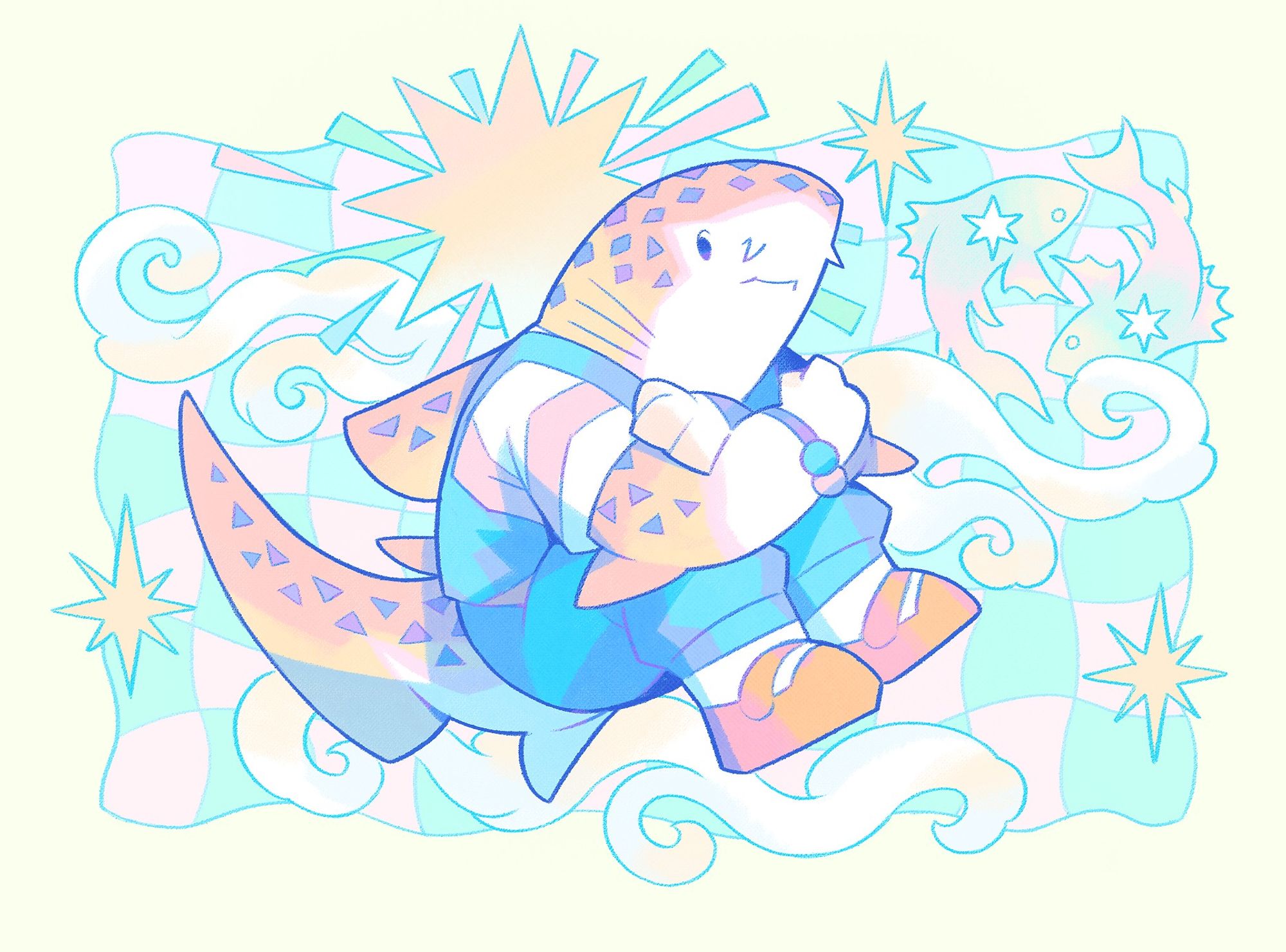 ⭐ Aria, the zebra shark, I thought her introspective pose subtly referred to the symbolism of the sign of the Pisces. Also on the tarot star card.

---

The Zebra Shark Time! 🦈✨

Tiago to Aria - “Seriously, you turn any crazy dream into a fun idea that seems within reach!”

⭐ Aria, with her eccentric way, always rekindles the faith of her friends' hopes. ✨