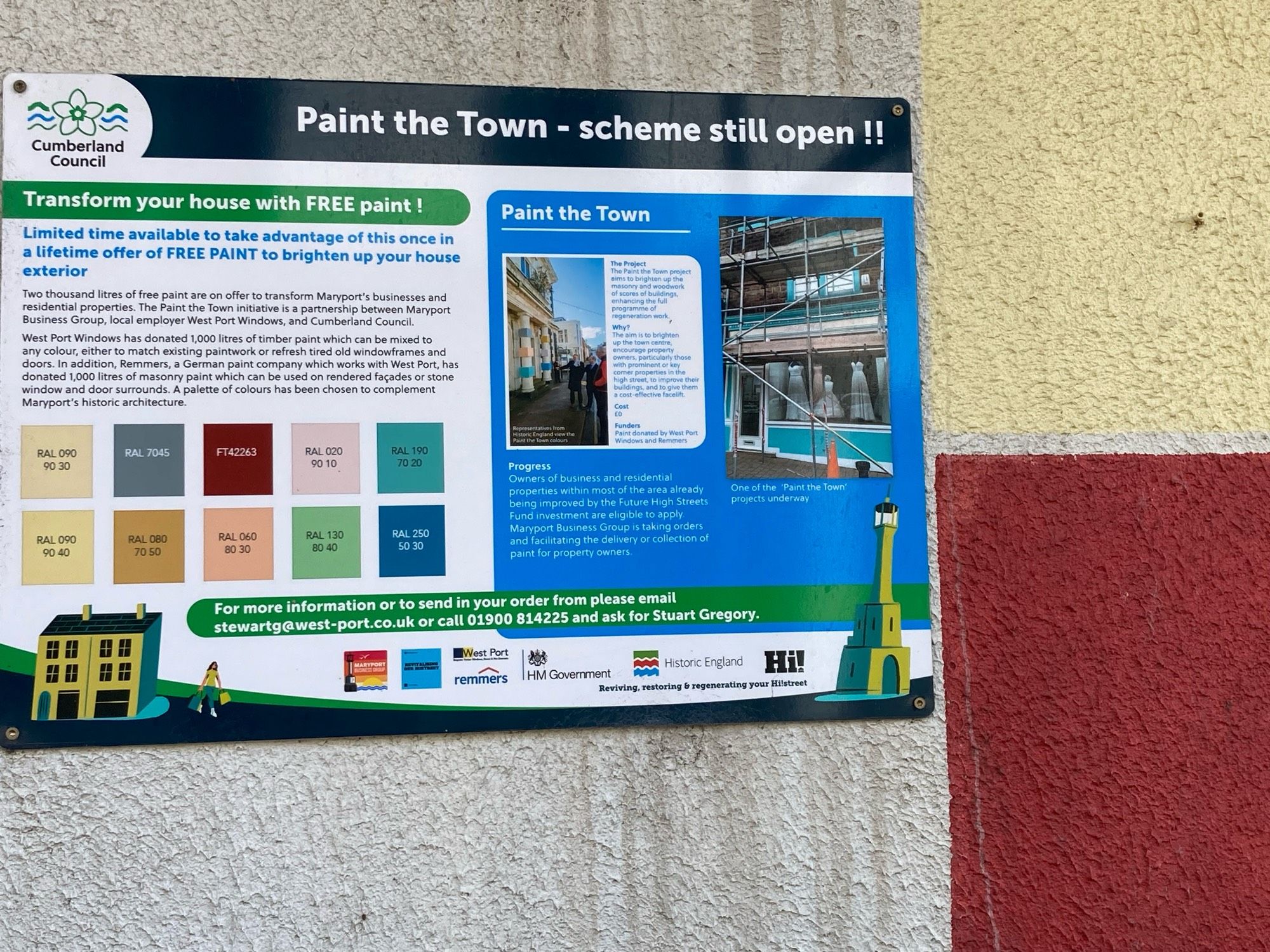 Cumbria County Council notice advertising free paint for householders to paint exterior of houses.