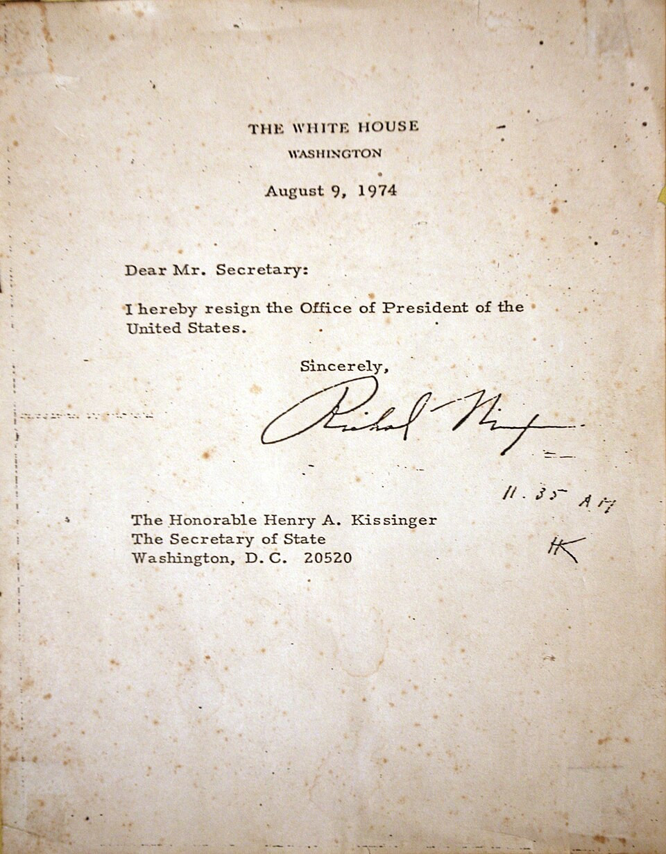 Nixon's resignation letter.