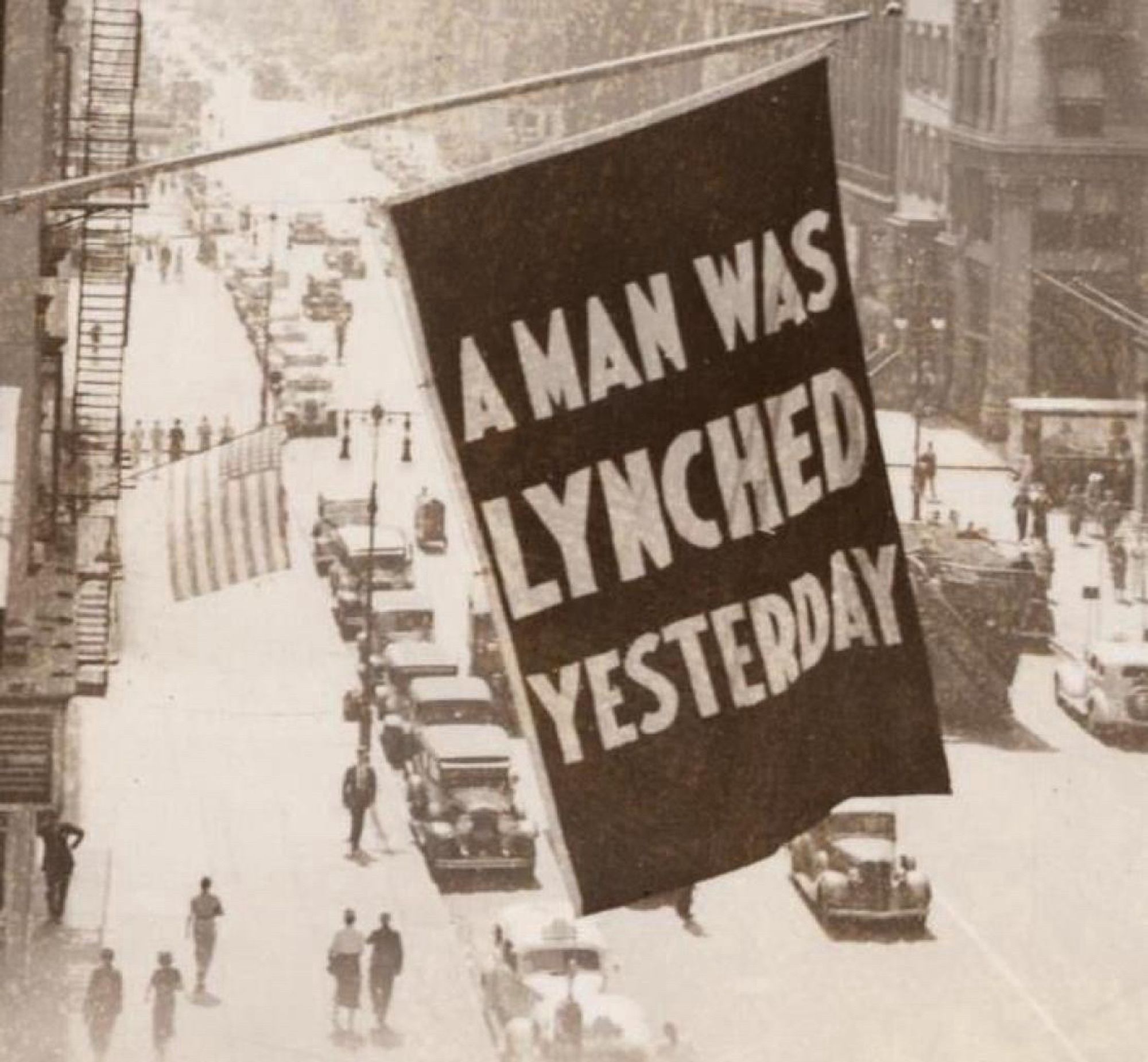 The “A Man Was Lynched Yesterday” flag from the old NAACP headquarters.