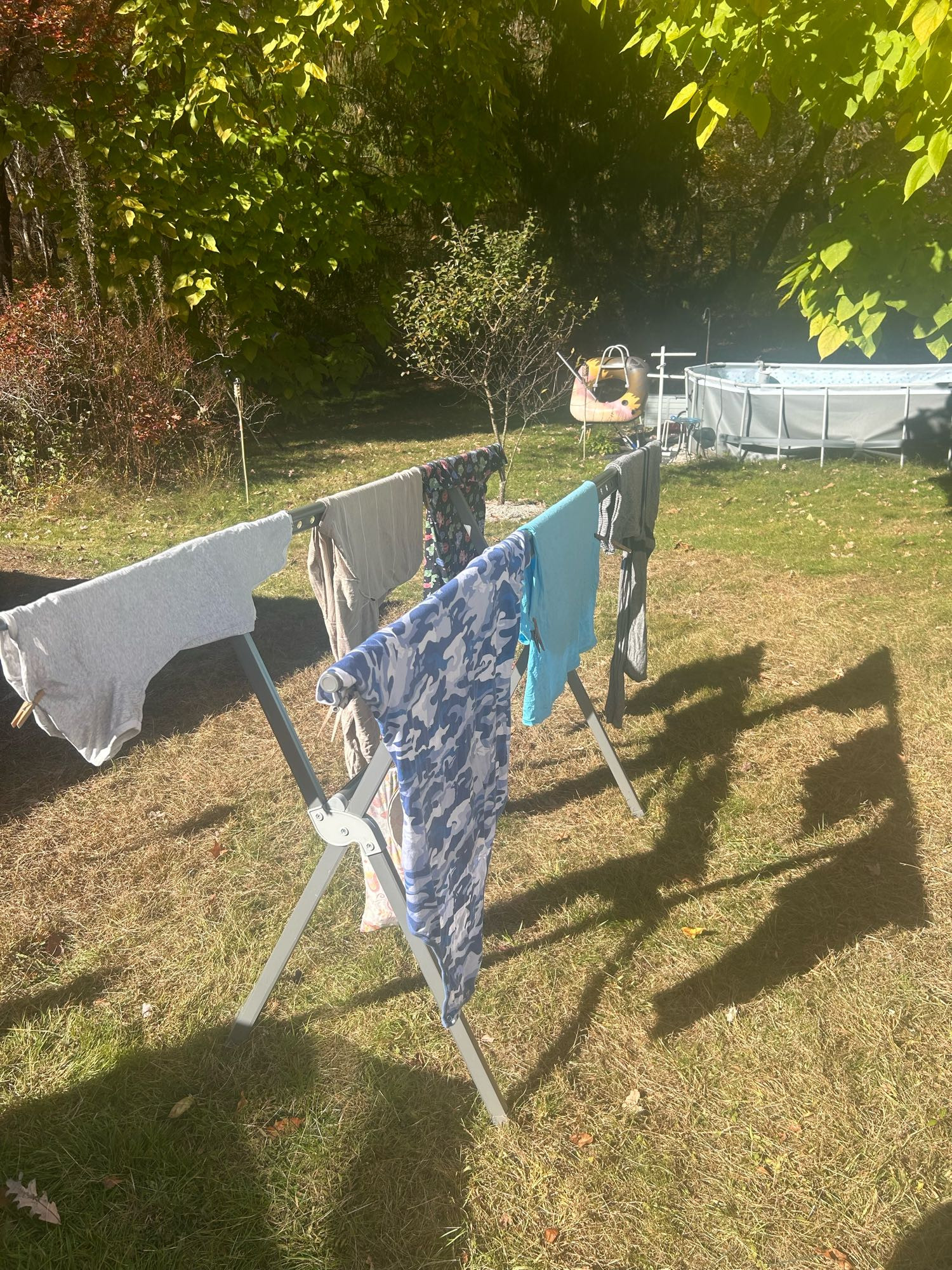 Onesies hanging on a clothes line