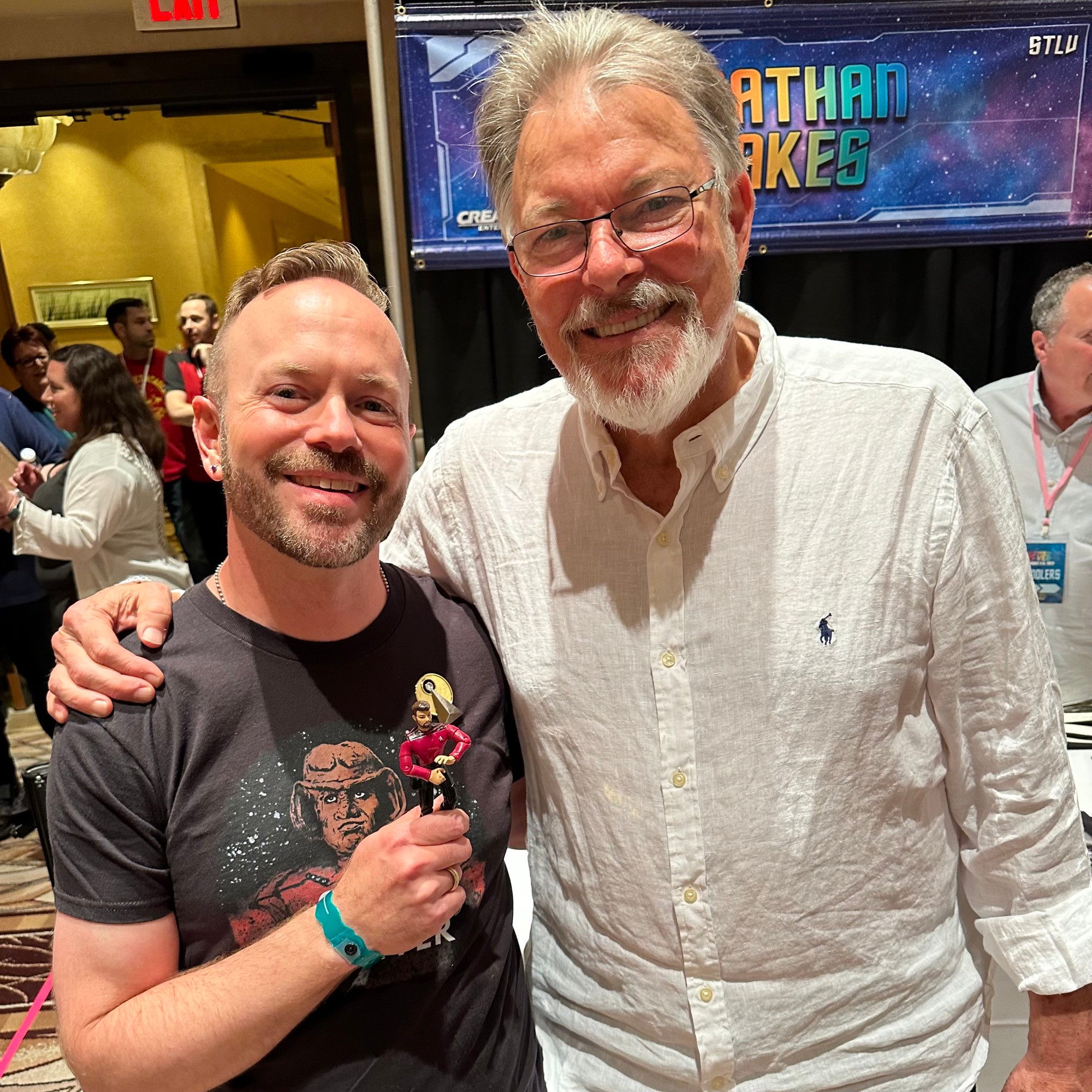 Photo of myself with actor Jonathan Frakes at a Star Trek convention. I’m holding a mini Riker figure. 🖖