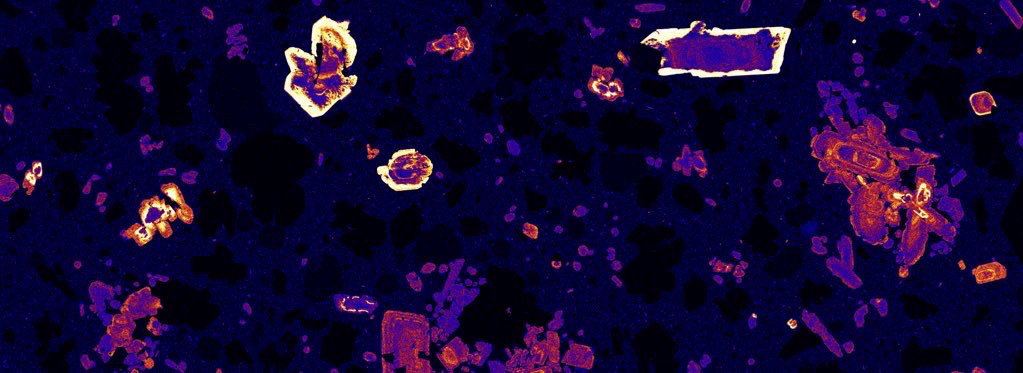 Micro chemical map of a volcanic rock