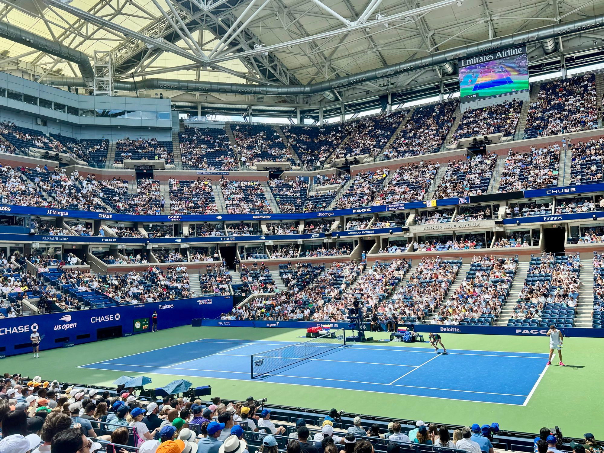 Arthur Ashe stadium from courtside section 25