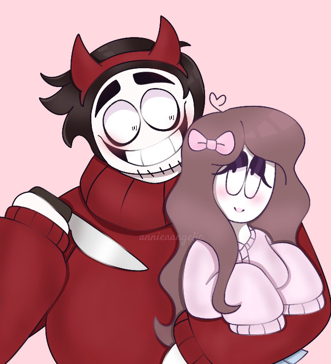 digital drawing of bob velseb from spooky month with an arm around my self insert oc