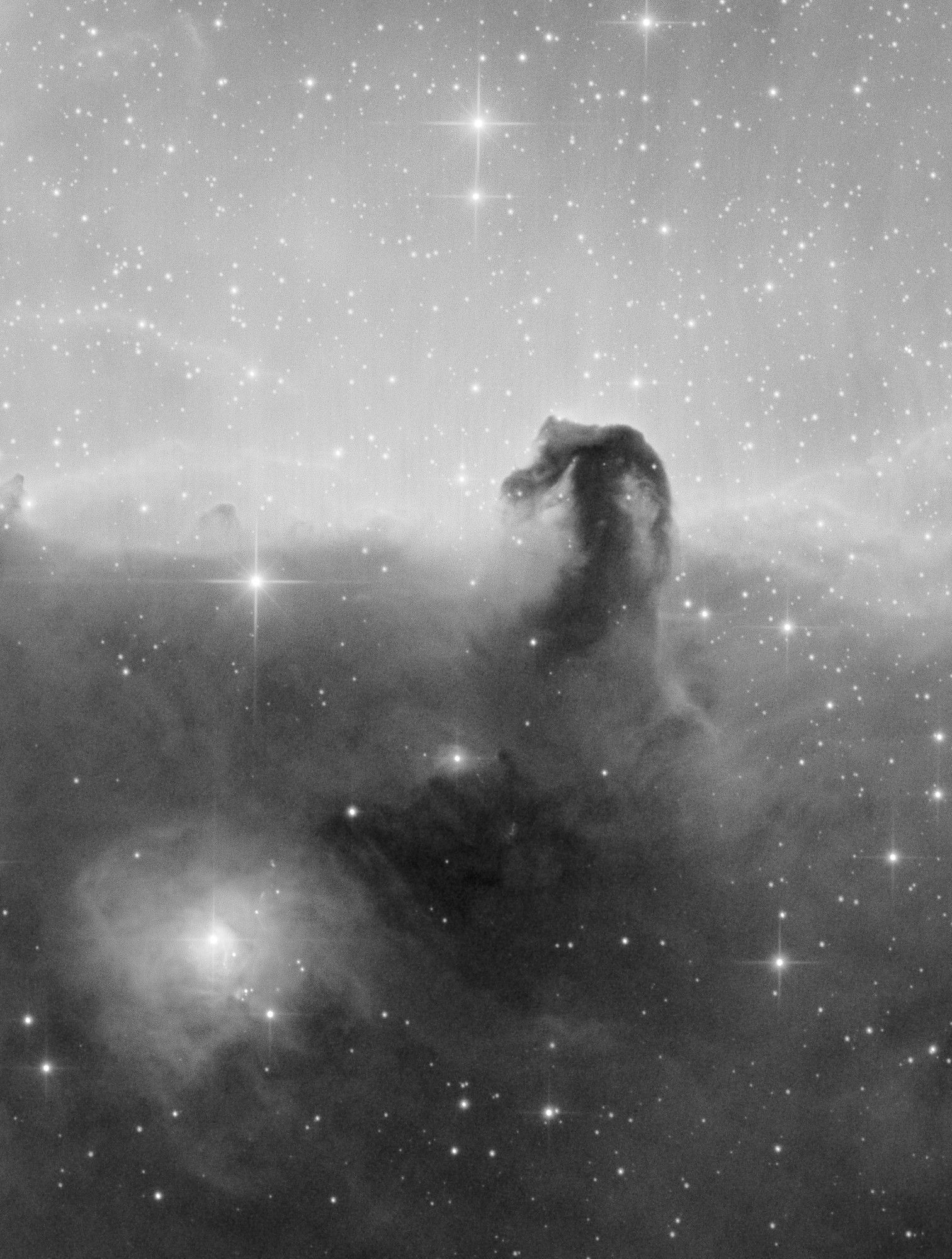 The Horsehead nebula in monochrome with Near Infrared data