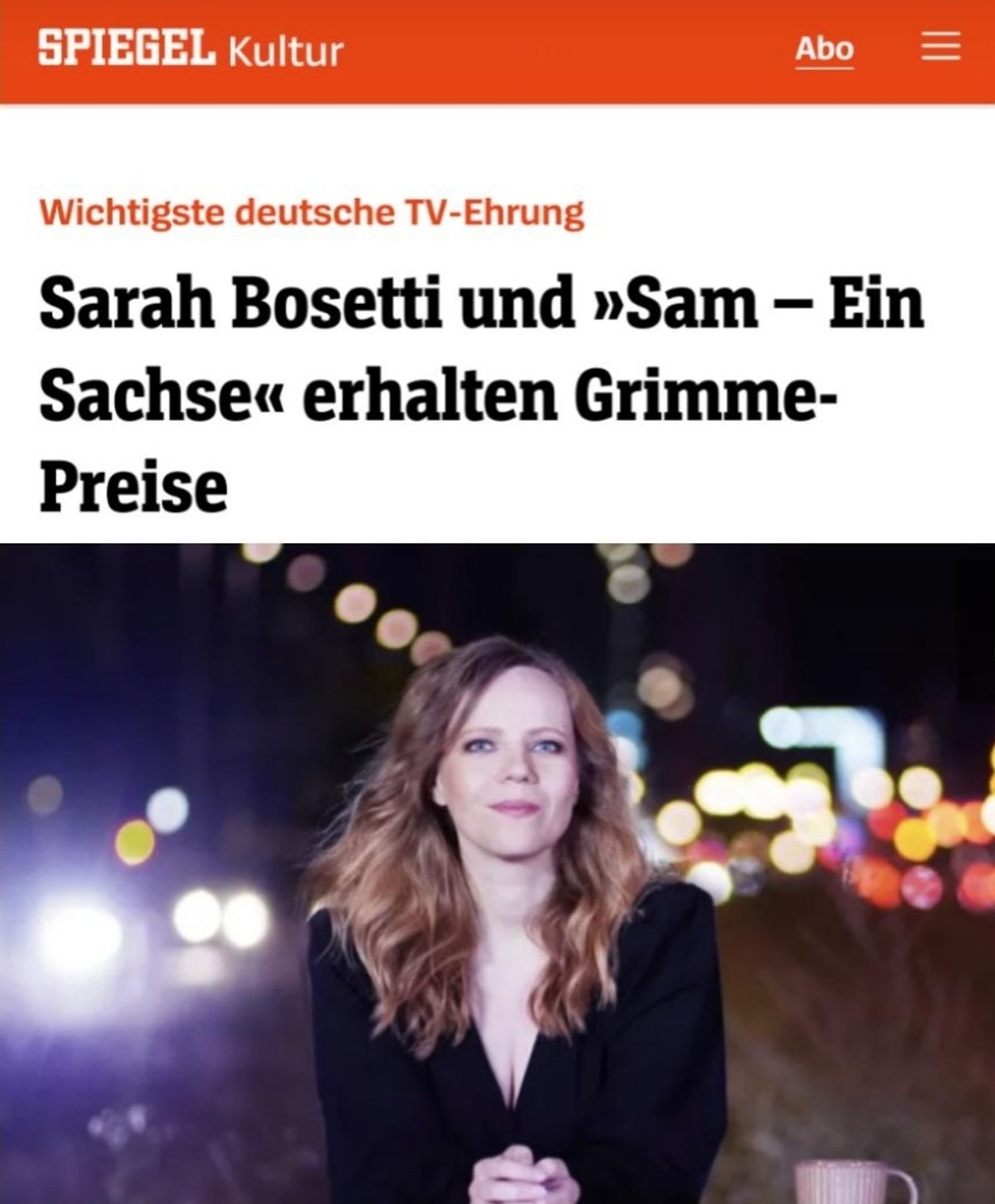 Spiegel-Schlagzeile: "Sarah Bosetti und 'Sam - Ein Sachse' erhalten Grimme-Preise"