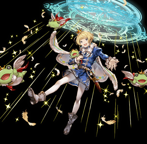 GBF art of him descending like an angel, an angel who is friends with frogs