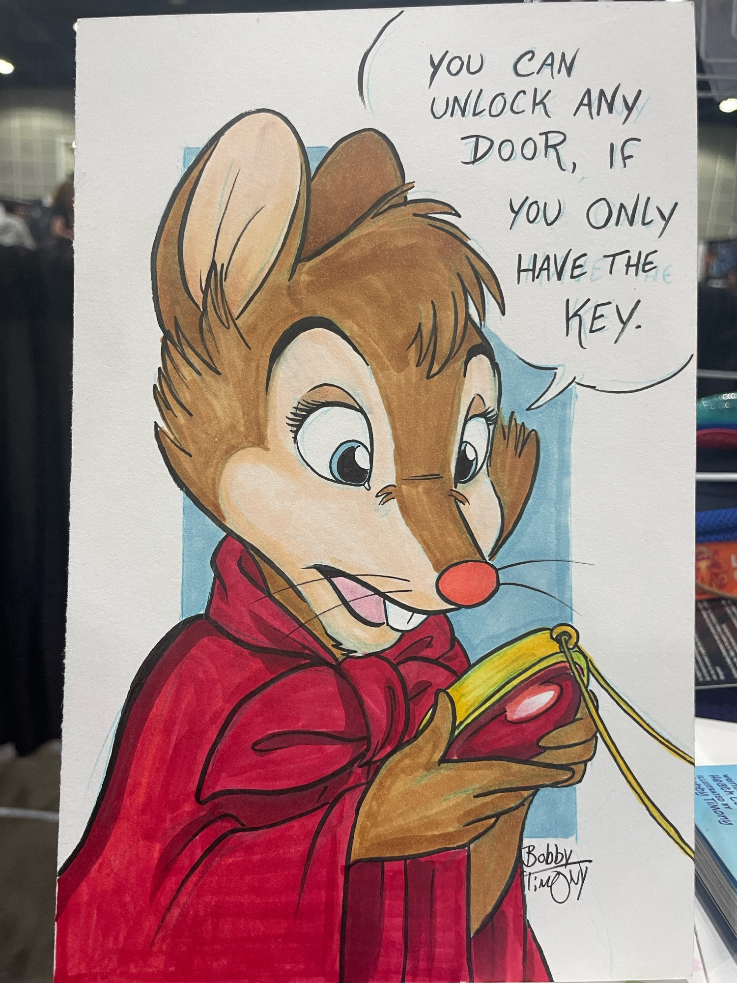 I drew this sweet Mrs Brisby sketch and colored it with magic markers!