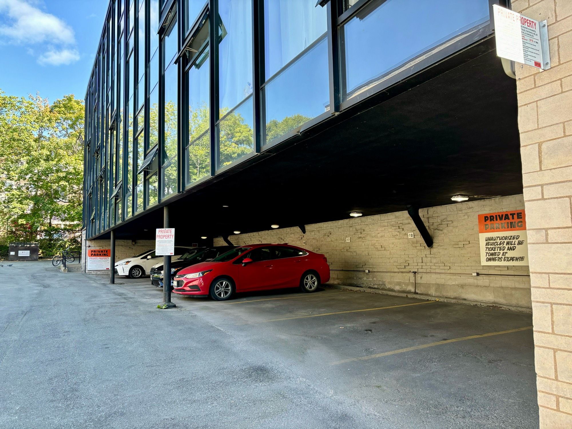 This could be housing (parking under an apartment building)