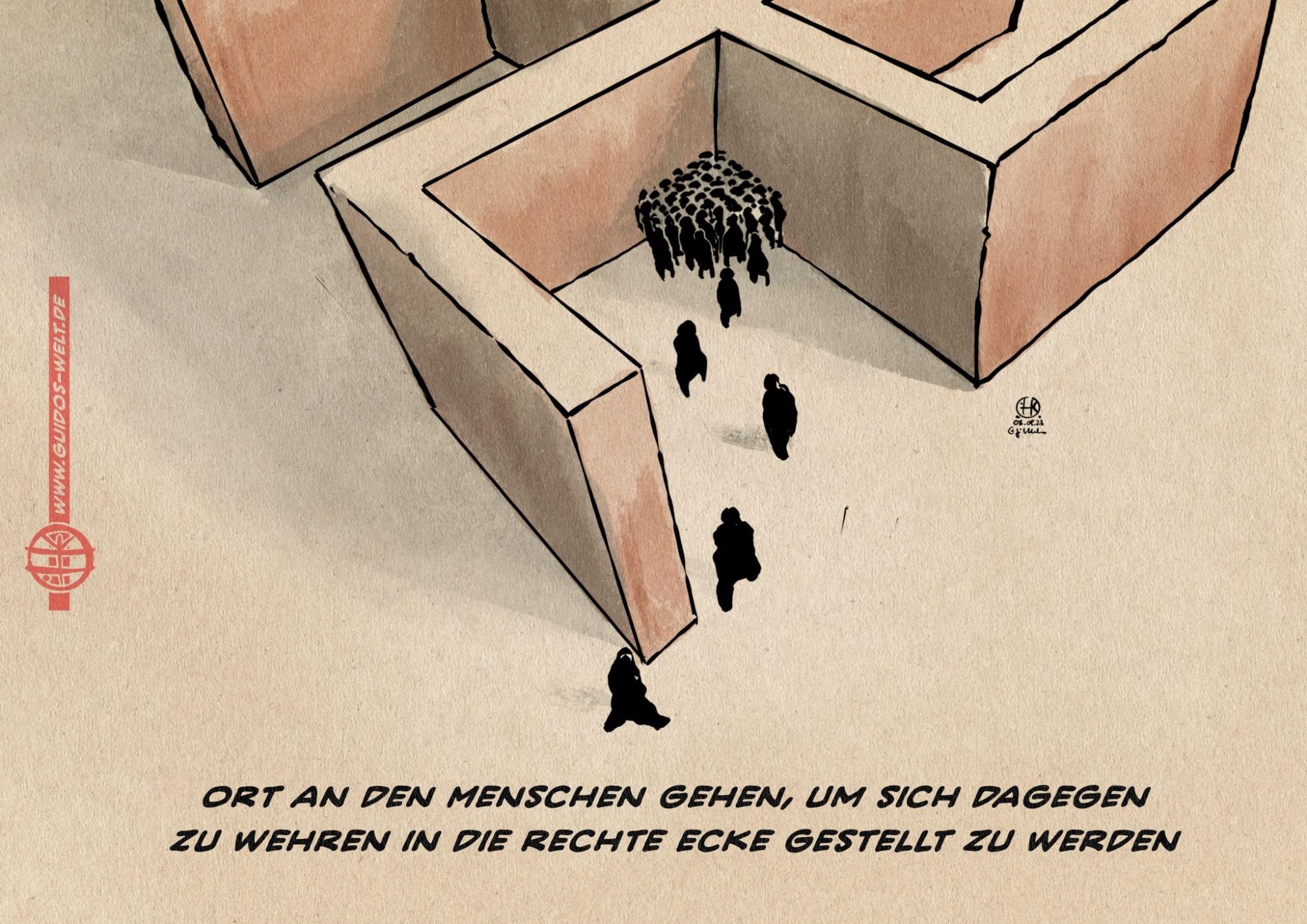 Cartoon in dem ein Hakenkreuz verwendet wird.