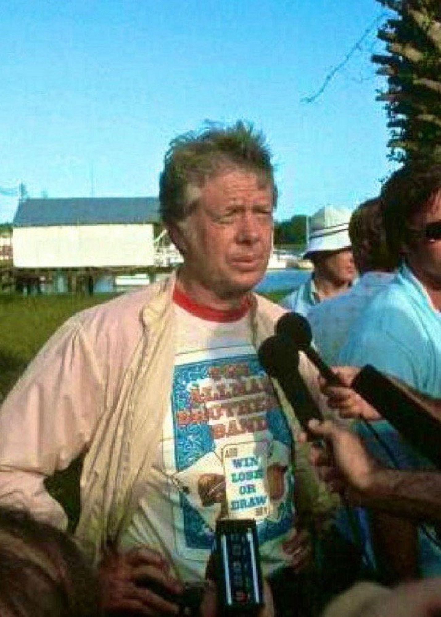 Jimmy Carter being interviewed in the 70s while wearing a sweet Allman Brothers Band tshirt