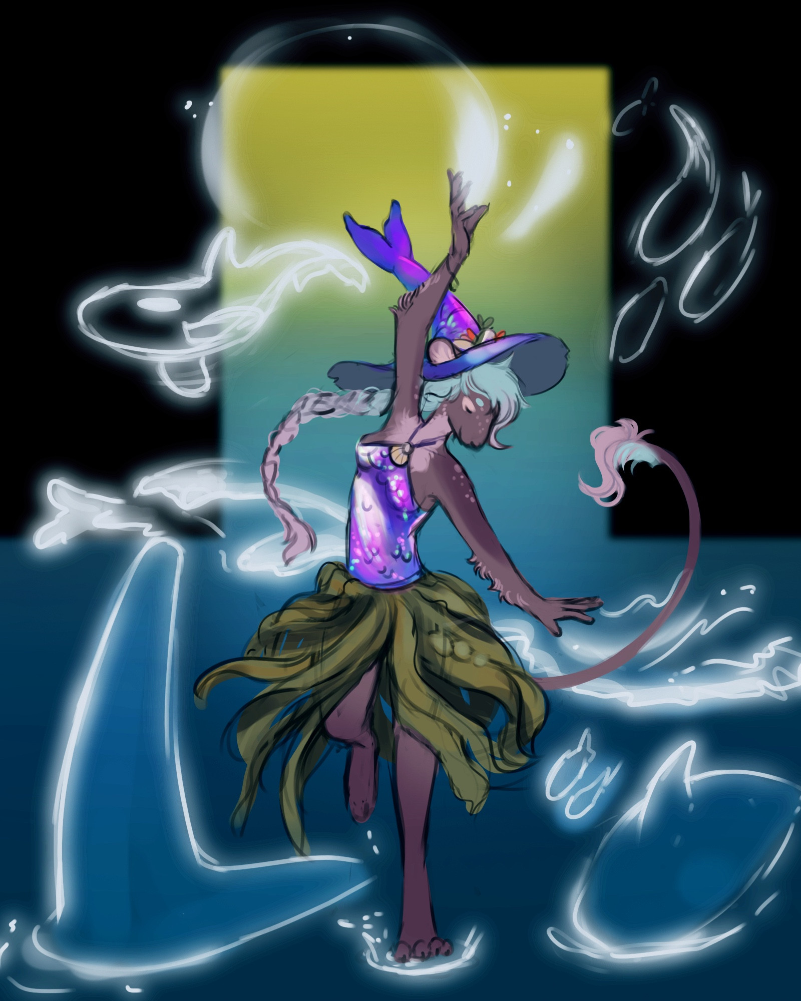 A sea witch rat summons spirits of sea life that swim in the aether of the tide.