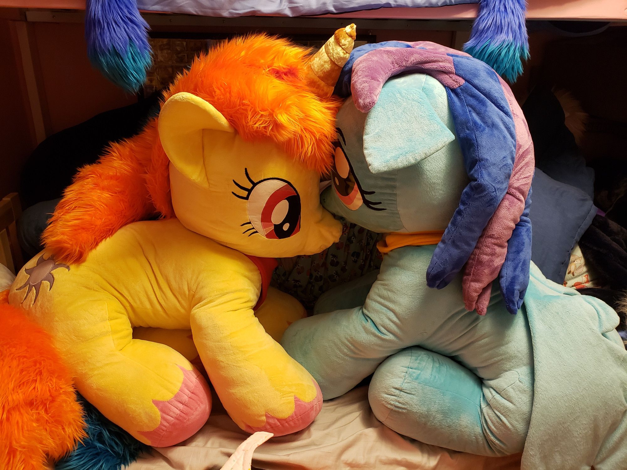 two large plush my little ponies