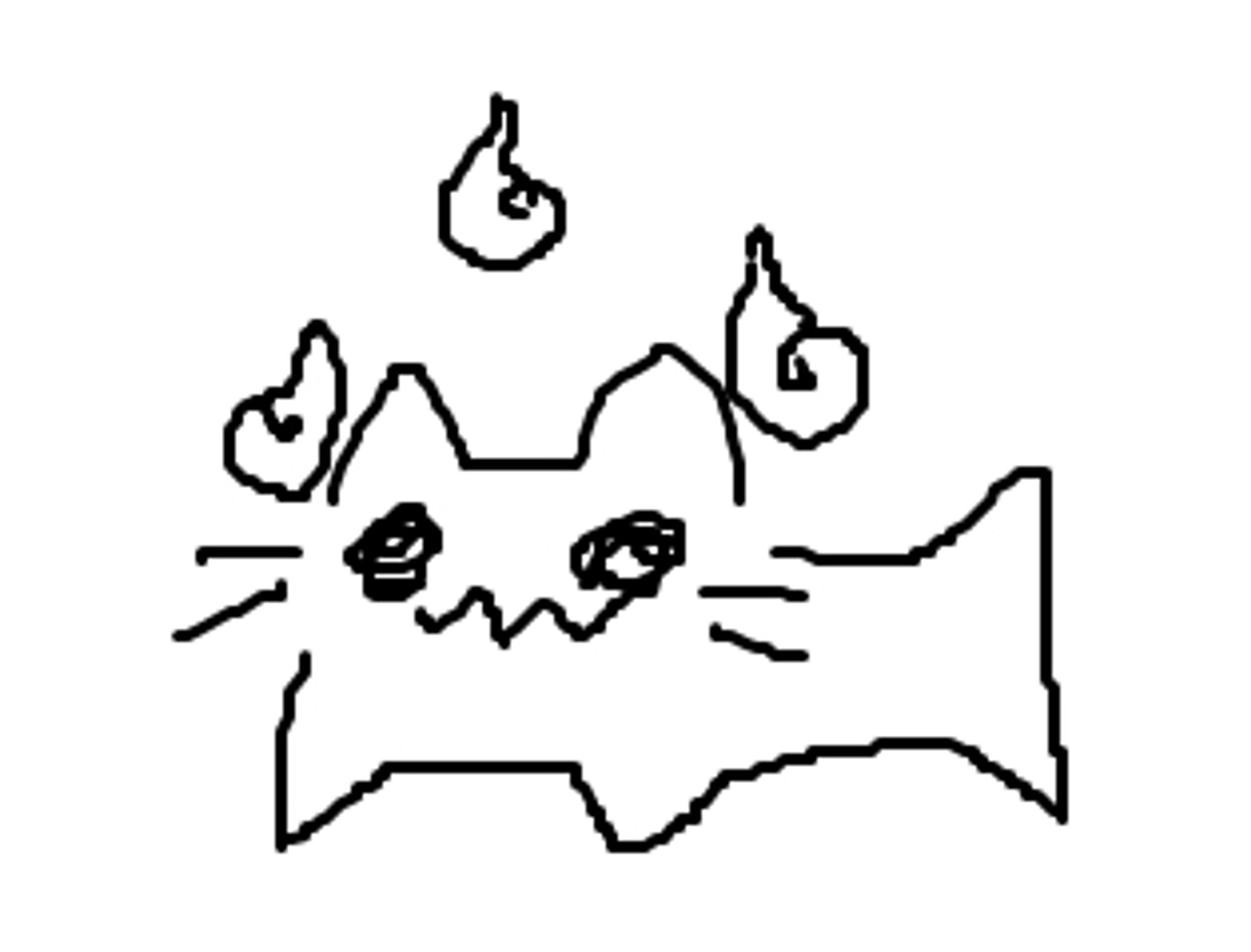 bad mspaint doodle of a little ghost kitten