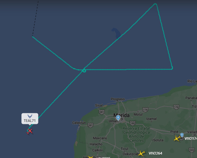 USAF Hurricane Hunter flight track Monday, 10/7/2024 9:00 EDT