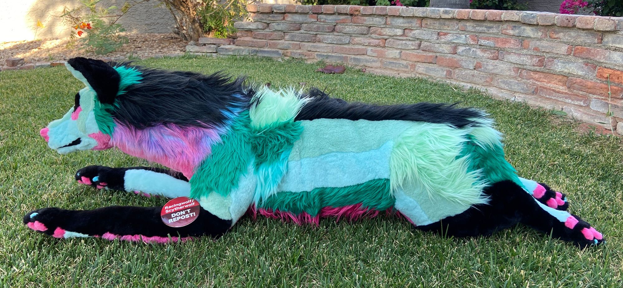 Sparklewolf plush from side