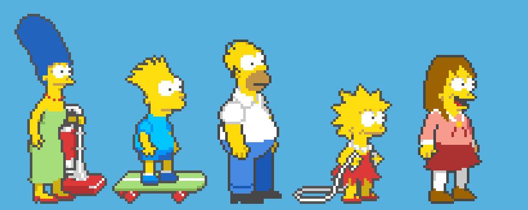 ayumu kasuga in the simpsons arcade style