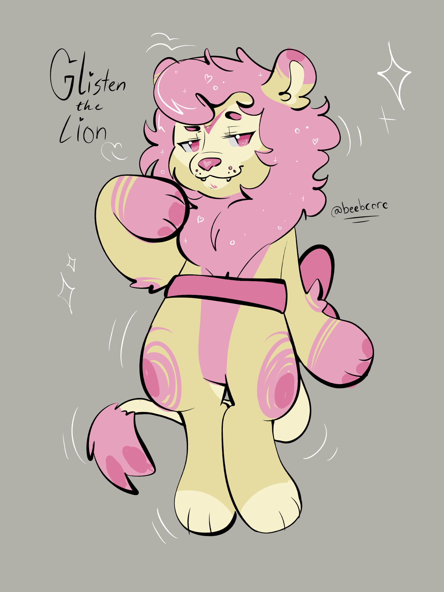 Glisten from Dandys world as an anthropomorphic sparkly Lion