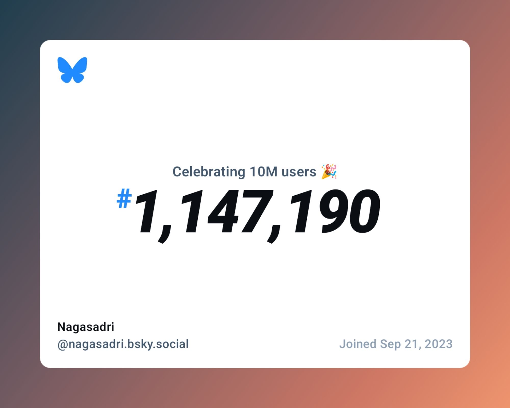 An image celebrating 10 000 000 Bluesky users, showing I was n°1147190.

All this to say, I'm kind of a big deal 😎