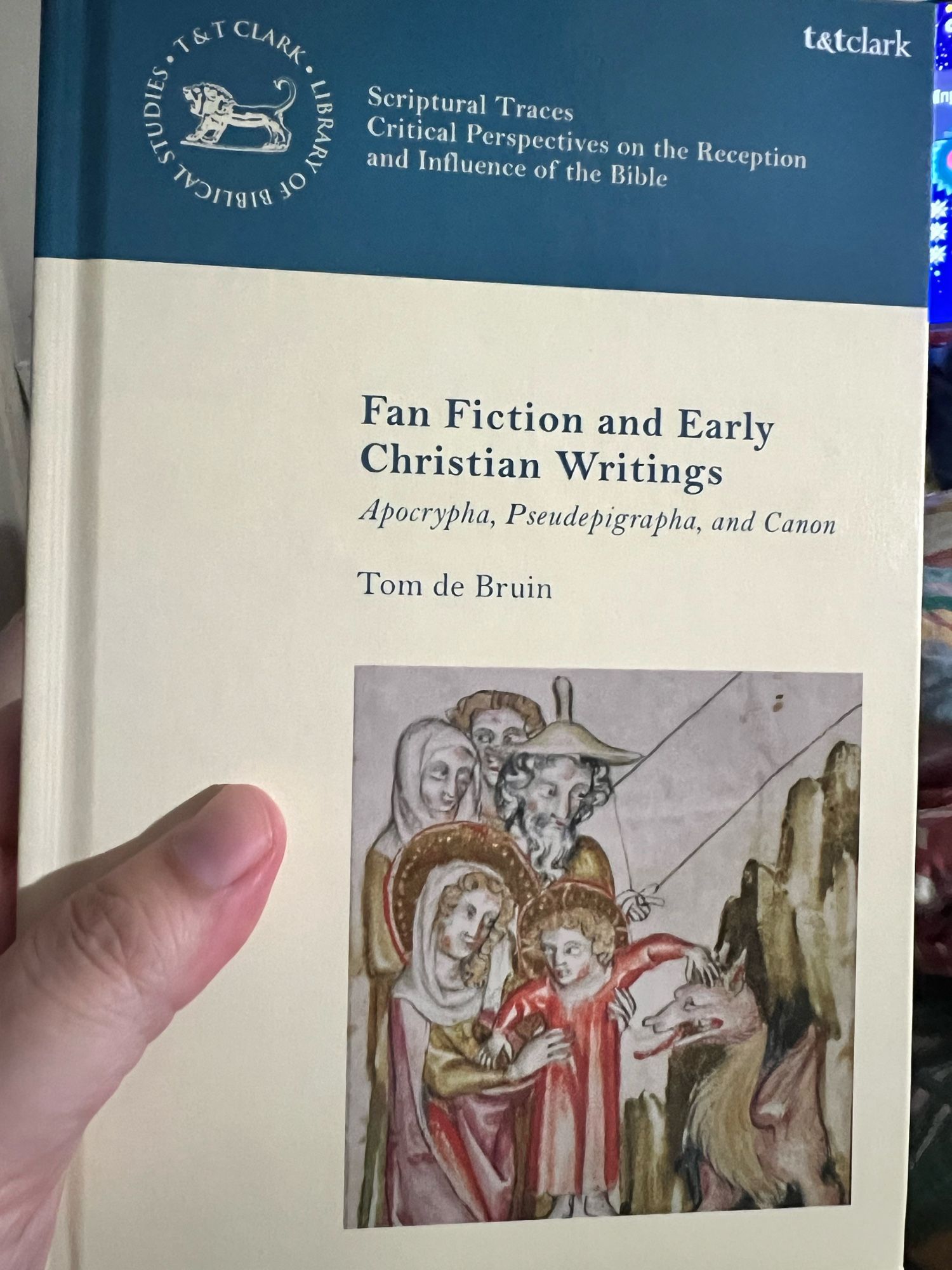 Cover of an academic book:

Fan Fiction and Early
Christian Writings
Apocrypha, Pseudepigrapha, and Canon
Tom de Bruin