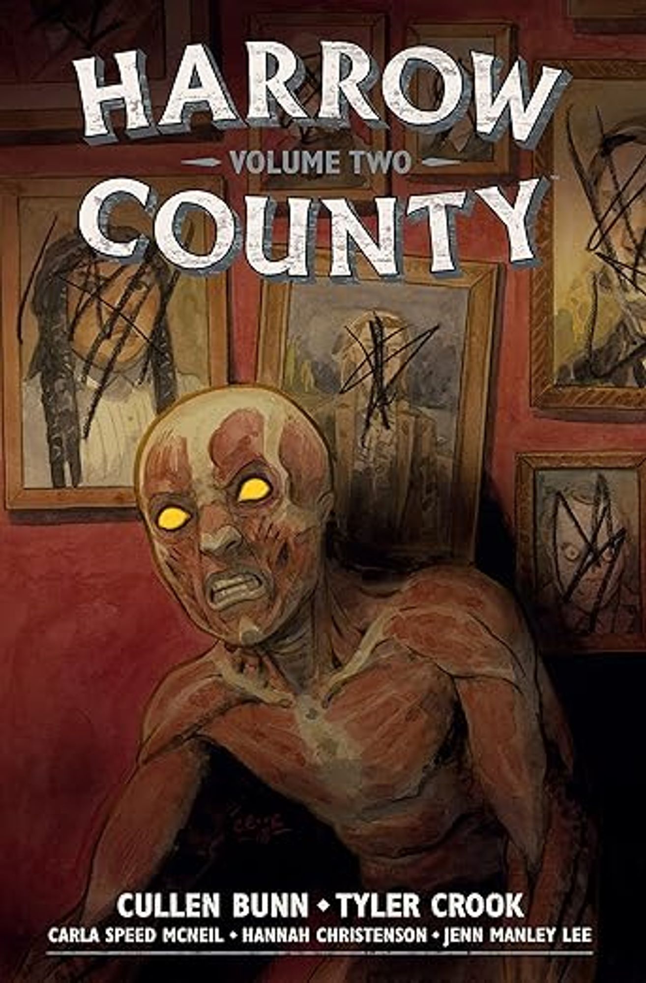 This is the library edition cover for volume 2, showing the Skinless Boy. Not pictured is volume 4 and Tales from Harrow County volume 1.