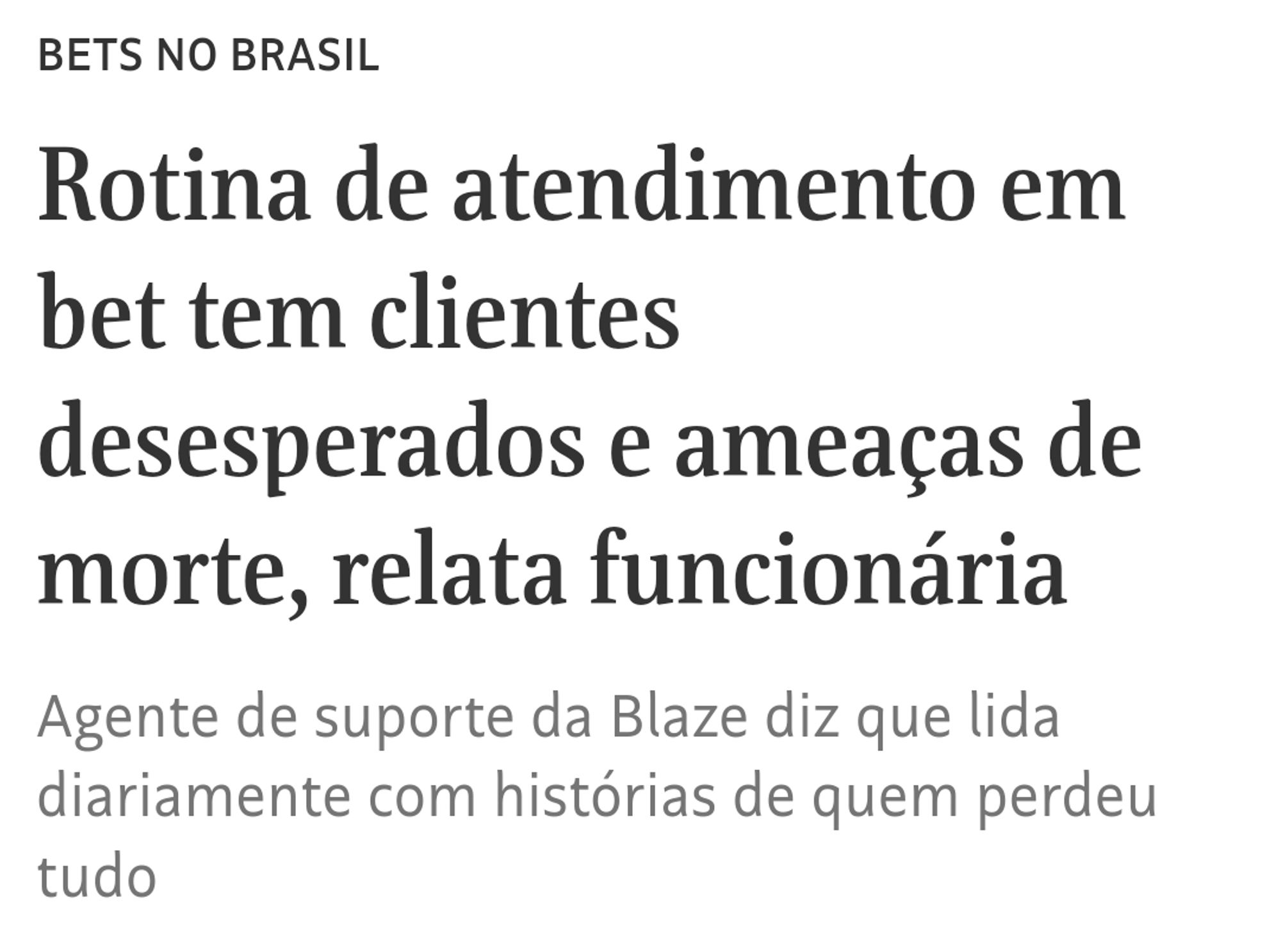 Rotina de atendimento em bet tem clientes desesperados e ameaças de morte, relata funcionária
Agente de suporte da Blaze diz que lida diariamente com histórias de quem perdeu tudo