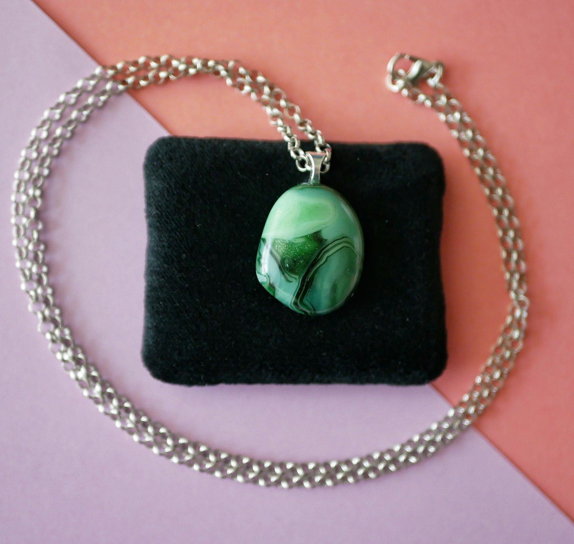 mottled green glass pendant