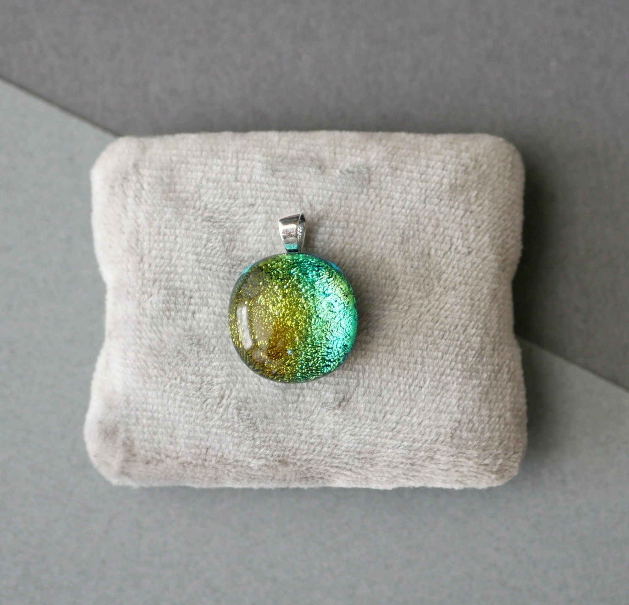 green and yellow dichroic pendant