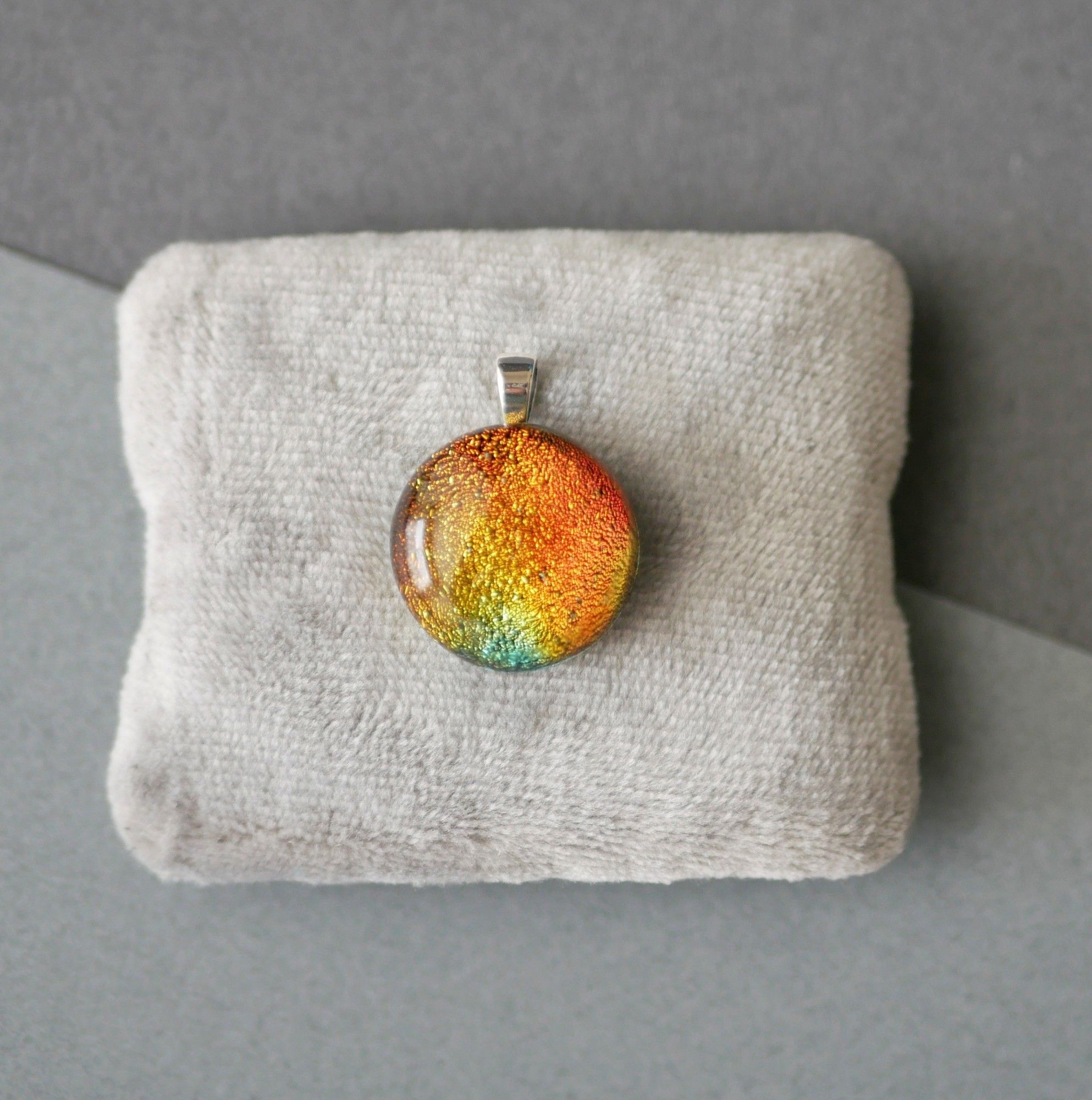 orange and green dichroic pendant