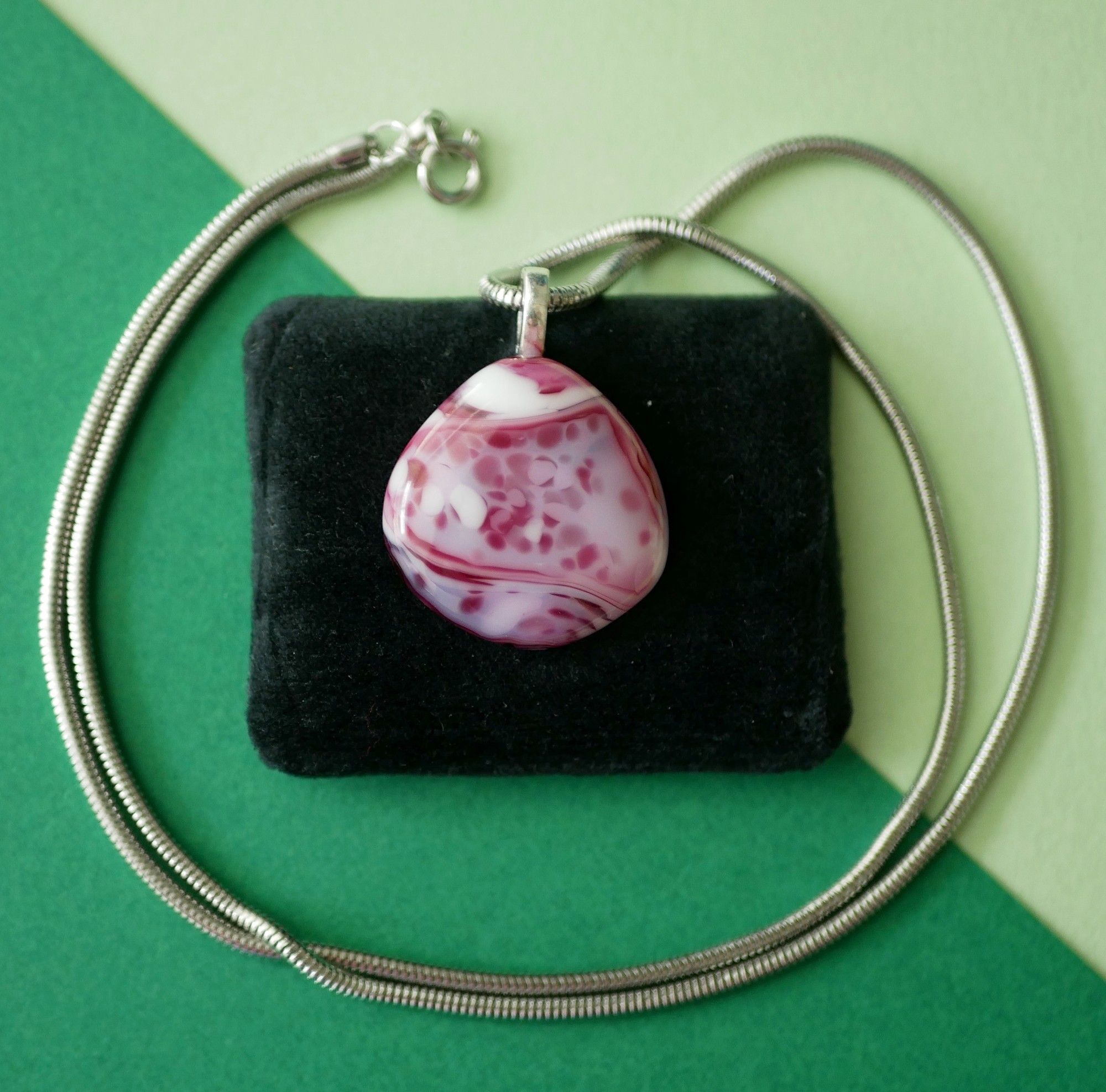 pink speckled pendant