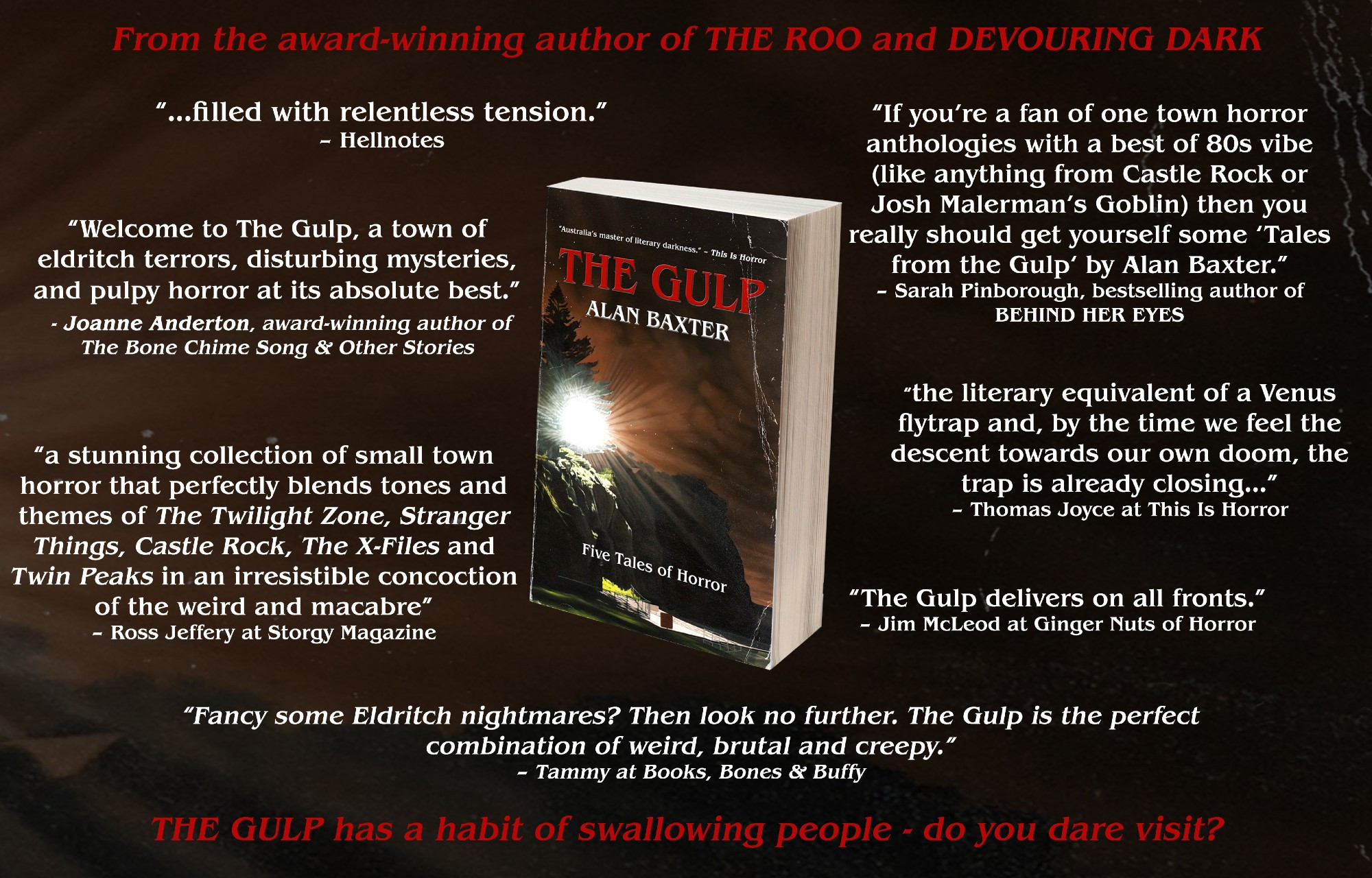 Graphic showing the cover of the gulp surrounded by loads of wonderful endorsements by amazing people.