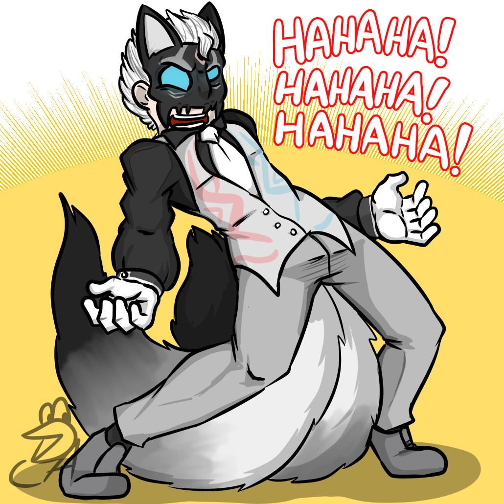 Gift art for Salvi Okami, re-enacting Dio Brando laughing pose.