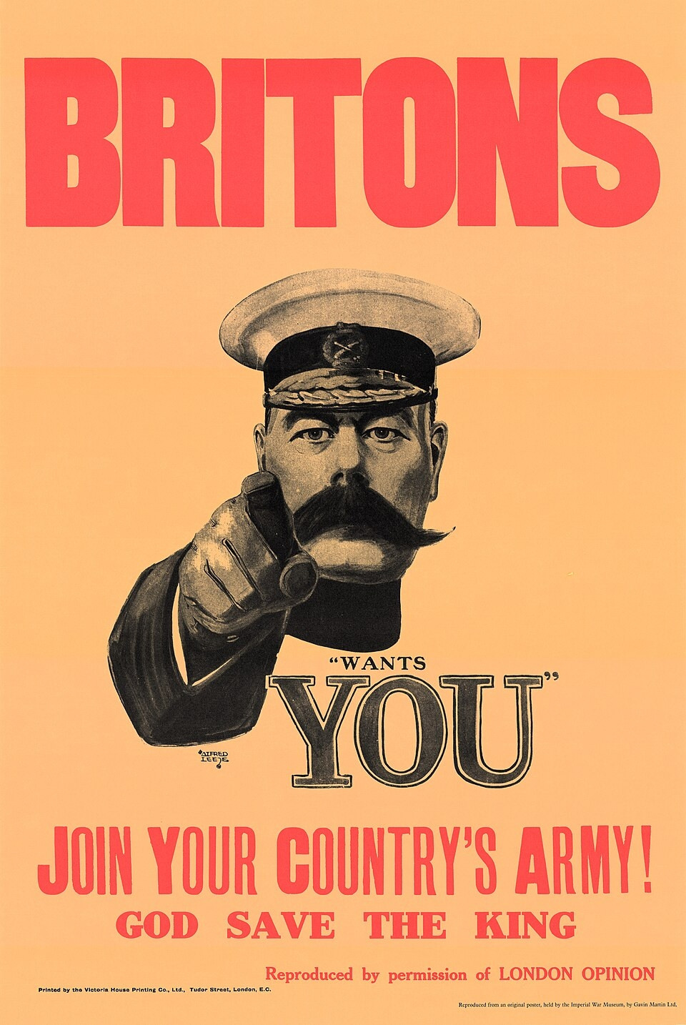 The poster "Britons, Lord Kitchener Wants You! Join Your Country's Army!"