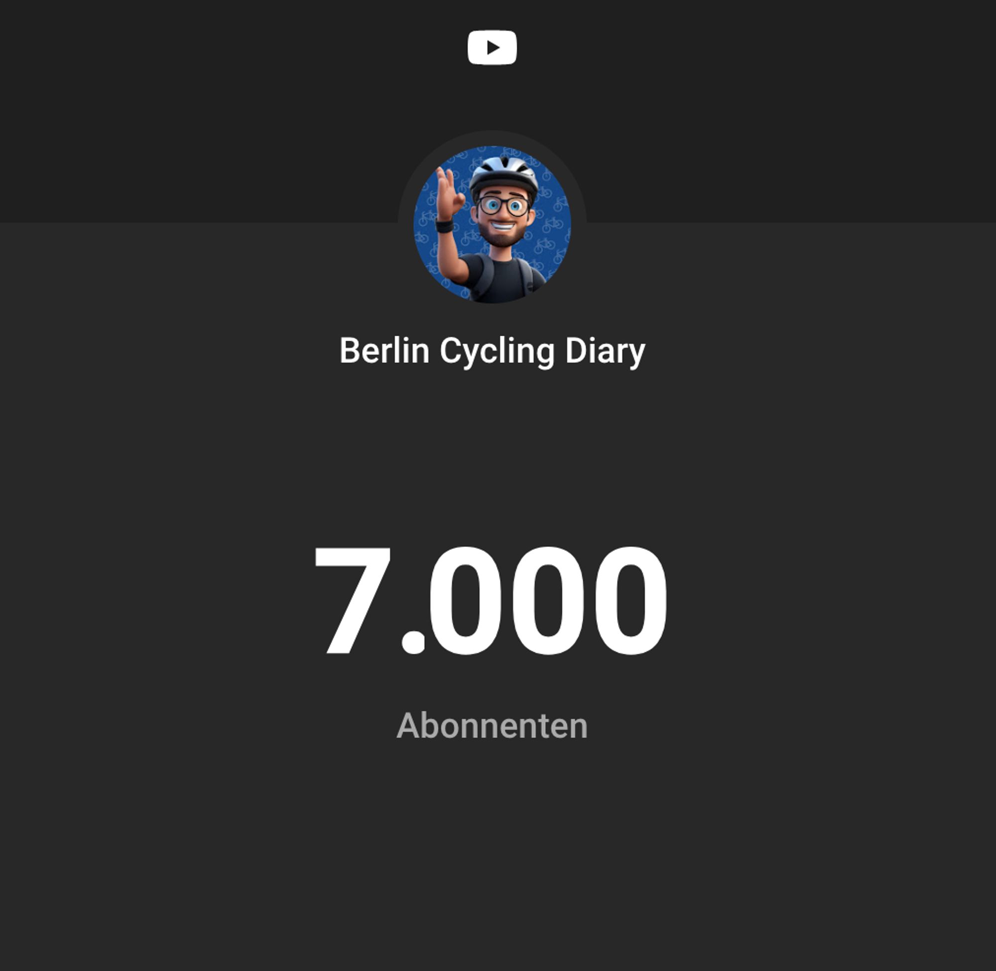 Screenshot Youtube Abonennten 7000 bei Berlin Cycling Diary