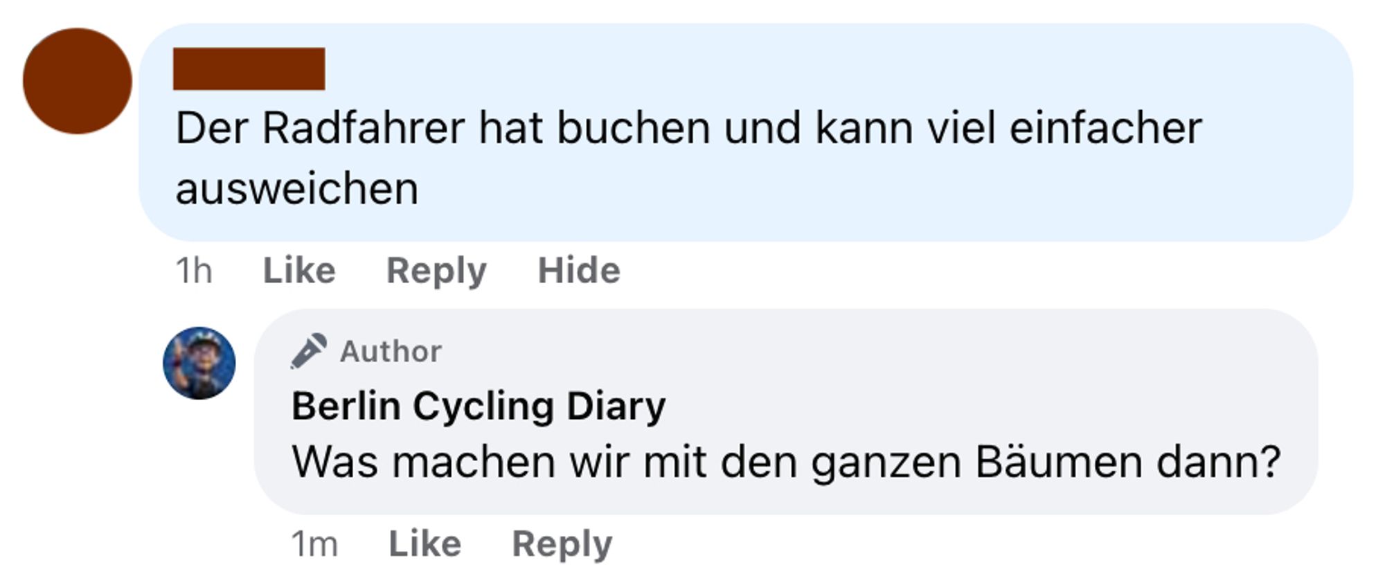 "Der Radfahrer hat buchen und kann viel einfacher ausweichen"

Berlin Cycling Diary: "Was machen wir mit den ganzen Bäumen dann?"