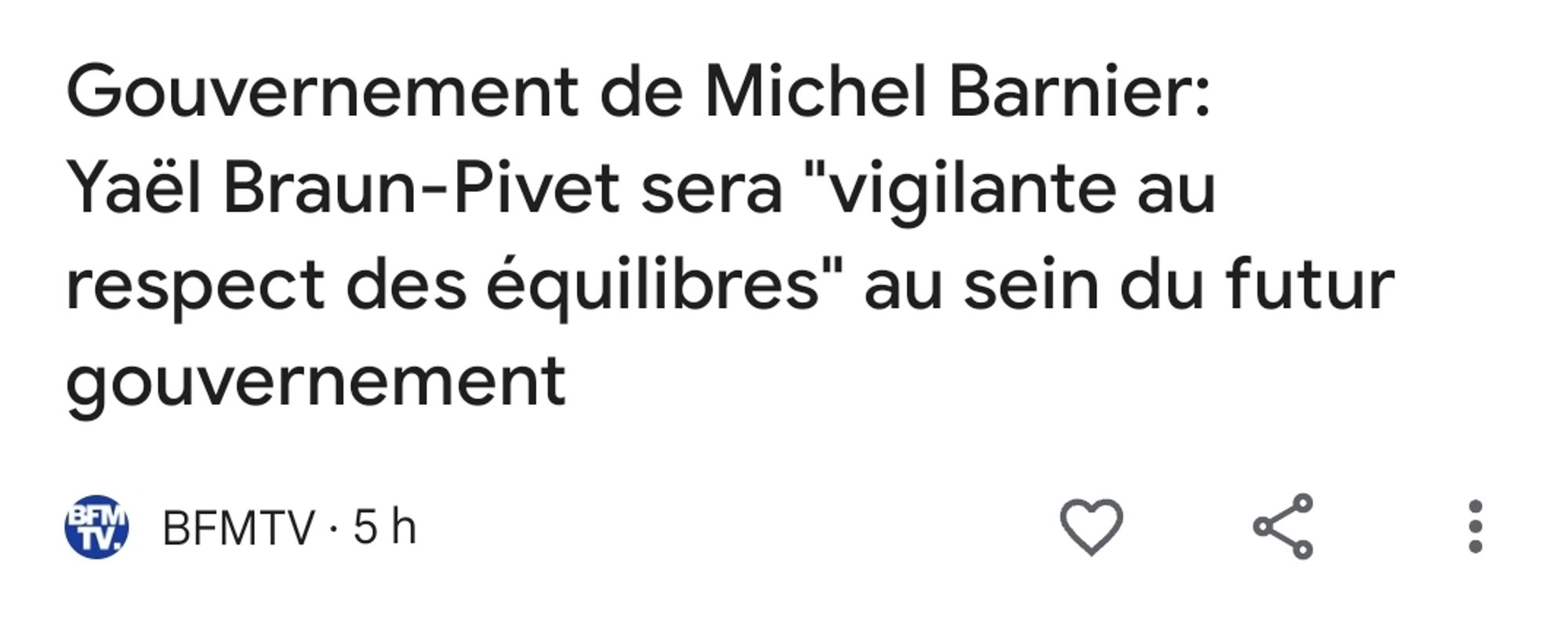 Titre de bfm Y Braun-Pivert sera vigilante au respect des équilibres au sein du futur gouvernement